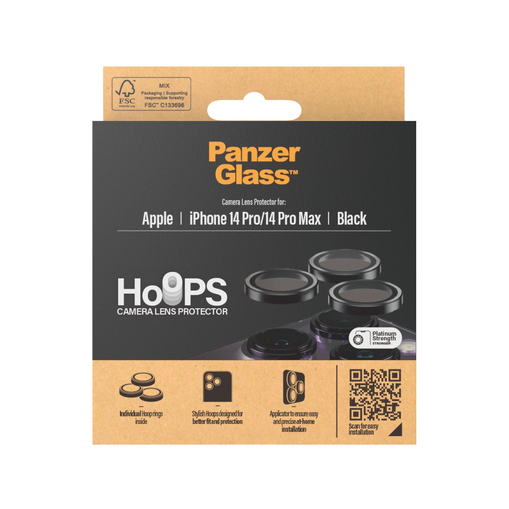 PanzerGlass® Hoops® Black Camera Lens Protector iPhone 14 Pro | 14 Pro Max