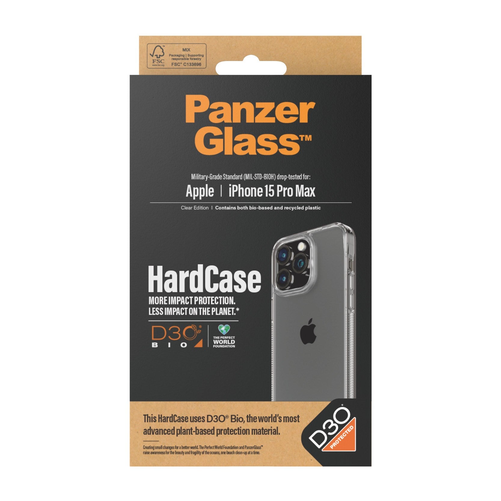 PanzerGlass® HardCase Transparent w. D3O® iPhone 15 Pro Max