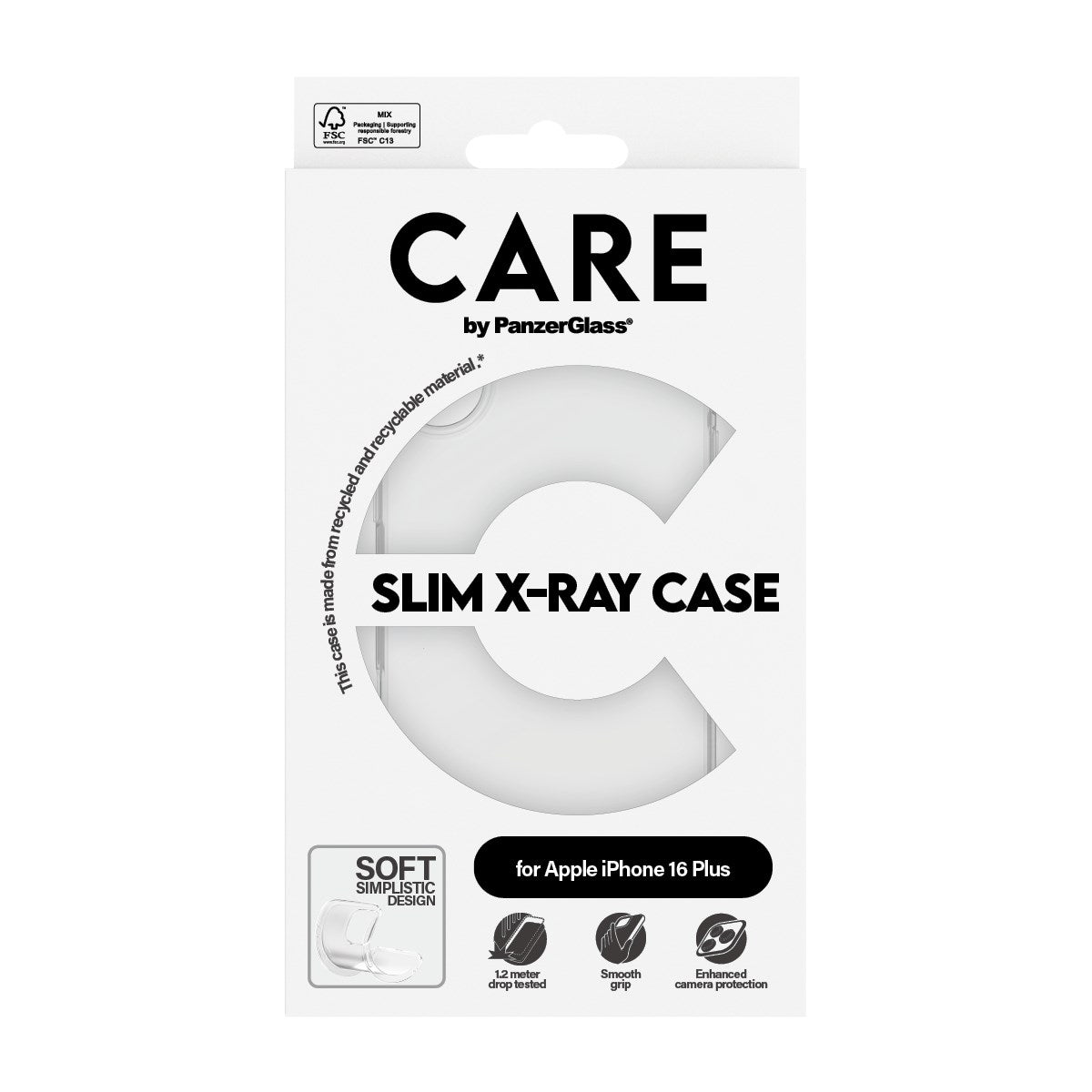 CARE by PanzerGlass® Fashionable Case Transparent X-Ray Soft Basic iPhone 16 Plus
