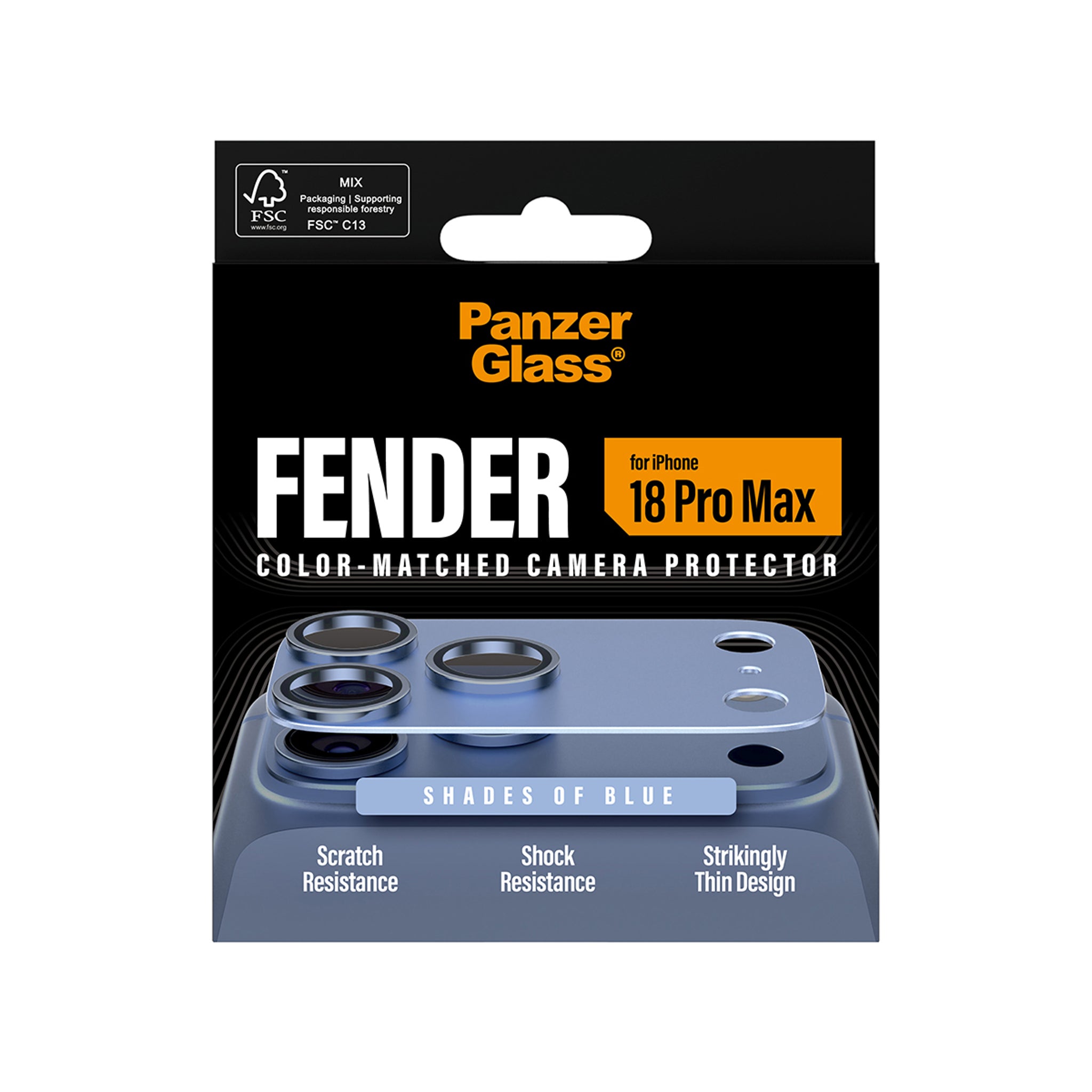 PanzerGlass® Fender Camera Lens Protector Shades of Blue iPhone 18 Pro Max