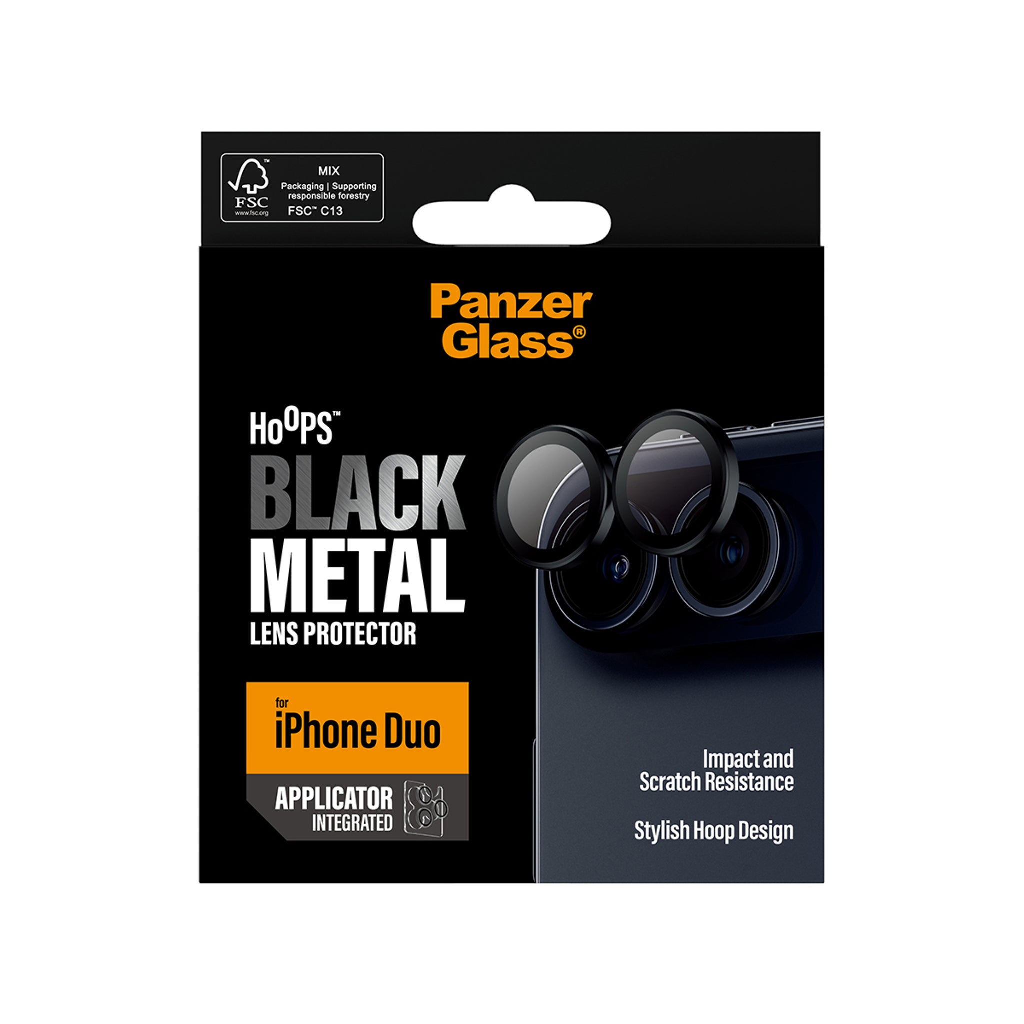 PanzerGlass® Hoops® Camera Lens Protector Black iPhone Duo