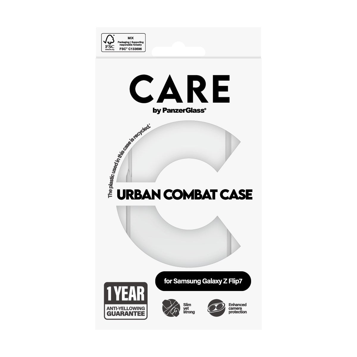 CARE by PanzerGlass® Flagship Case Transparent Urban Combat w. Clear Frame Samsung Galaxy Z Flip7