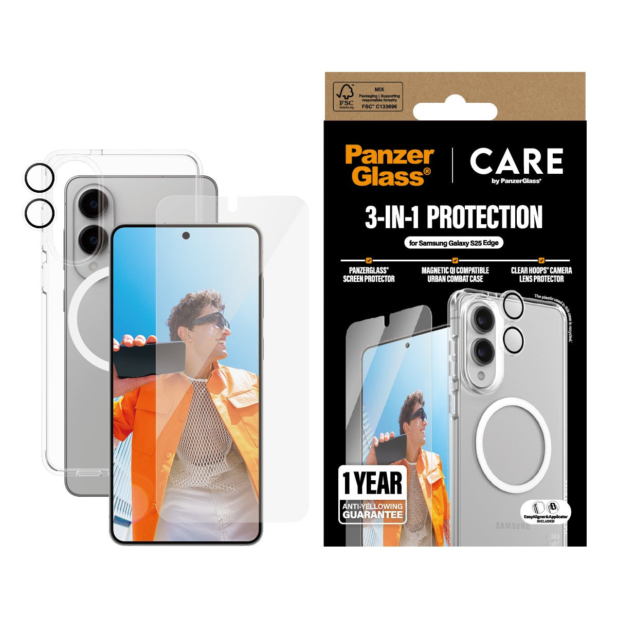 CARE by PanzerGlass® Flagship 3-in-1 Bundle Samsung S25 Edge