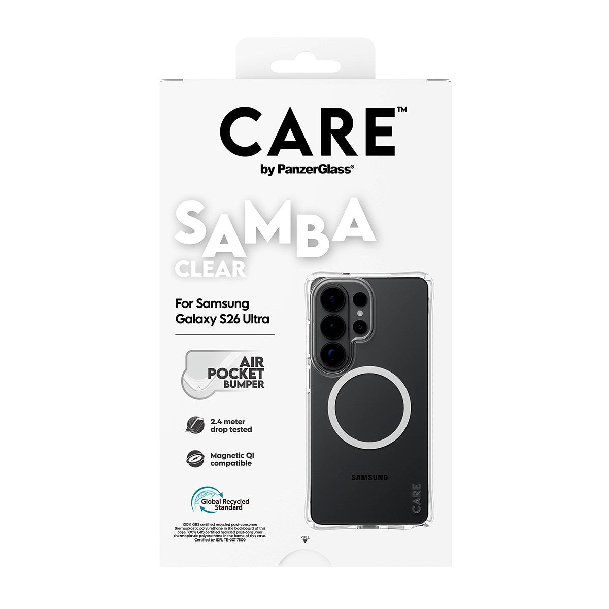 CARE™ by PanzerGlass® Samba Case Transparent w. White Qi Samsung Galaxy S26 Ultra