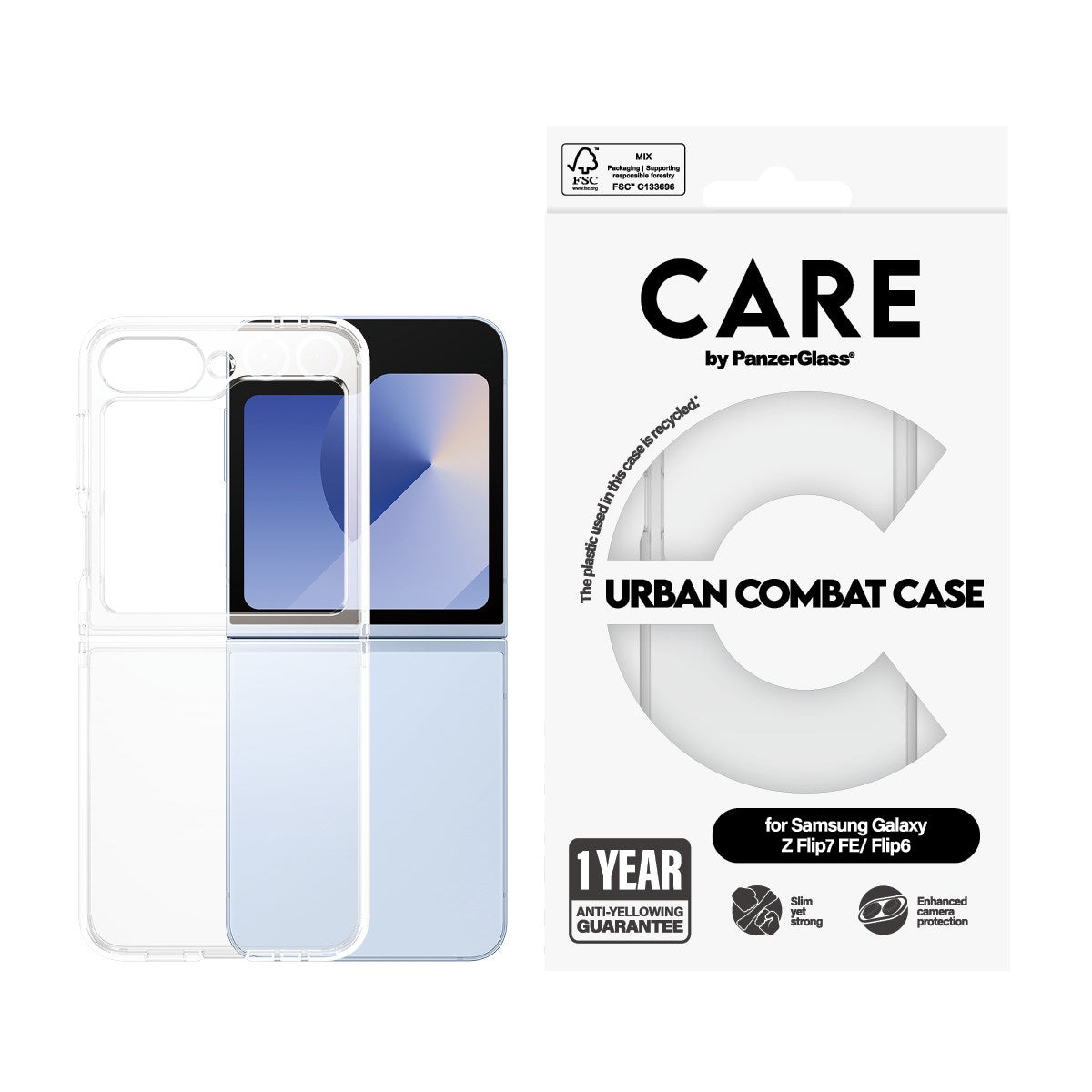 CARE by PanzerGlass® Flagship Case Urban Combat w. Clear Frame Samsung Galaxy Z Flip7 FE | Flip6