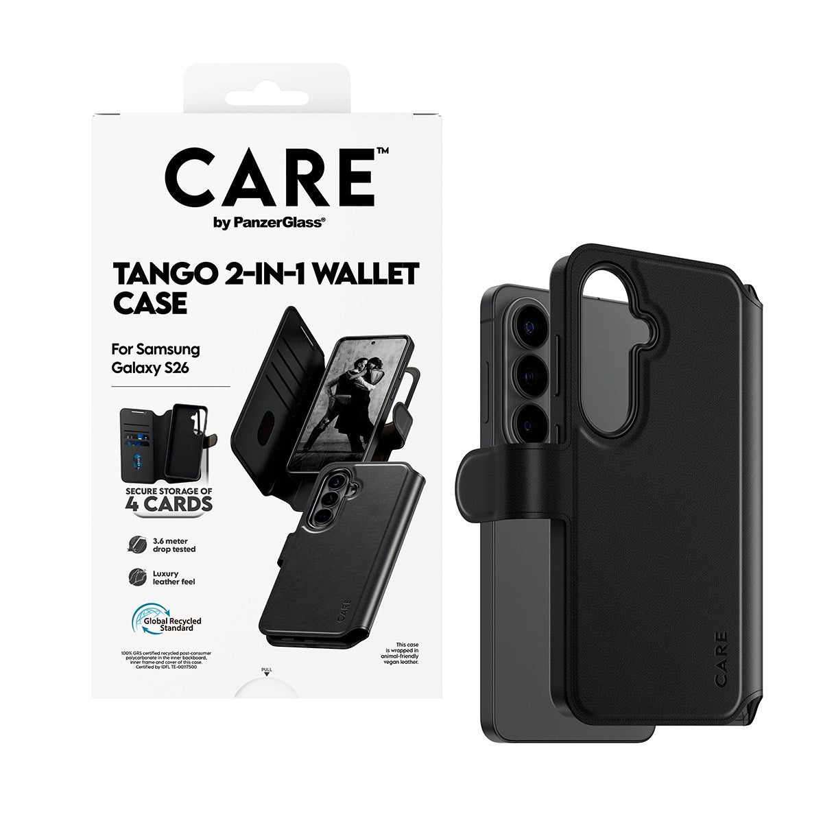 CARE™ by PanzerGlass® Tango 2-in-1 Wallet Case w. Qi Samsung Galaxy S26