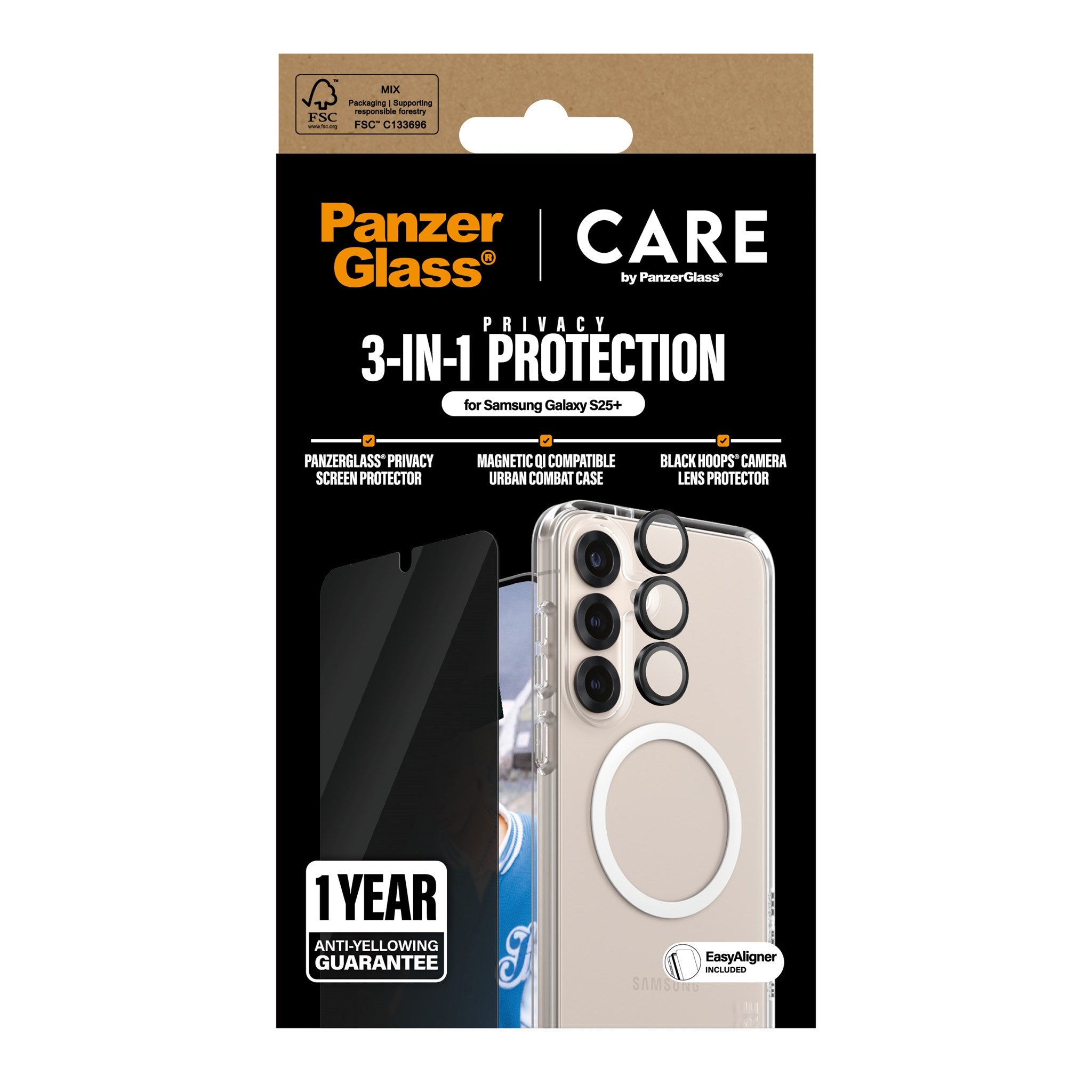 CARE by PanzerGlass® Flagship 3-in-1 Privacy Bundle Samsung Galaxy S25+