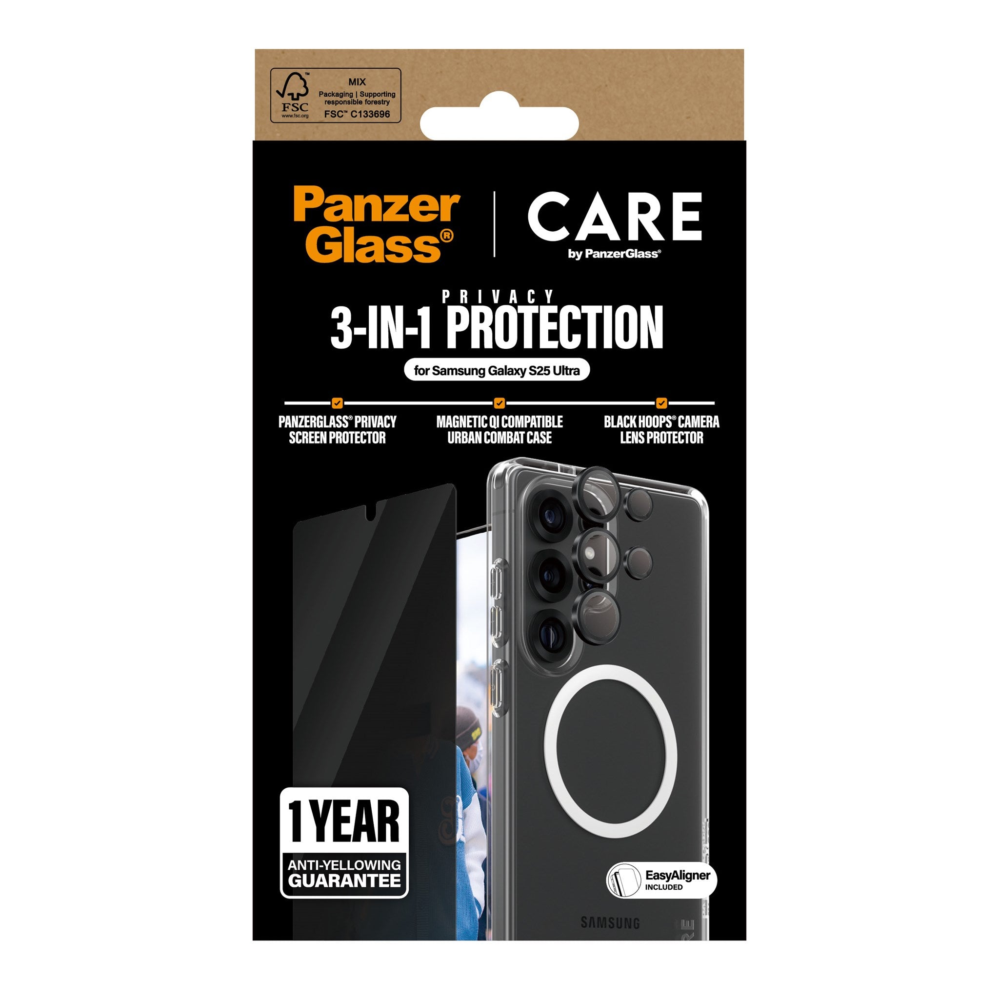 CARE by PanzerGlass® Flagship 3-in-1 Privacy Bundle Samsung Galaxy S25 Ultra