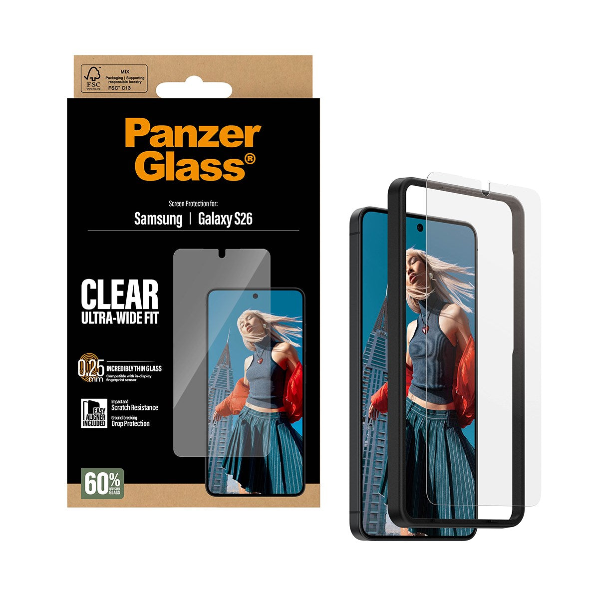 PanzerGlass® Screen Protector Samsung Galaxy S26 | Ultra-Wide Fit w. EasyAligner