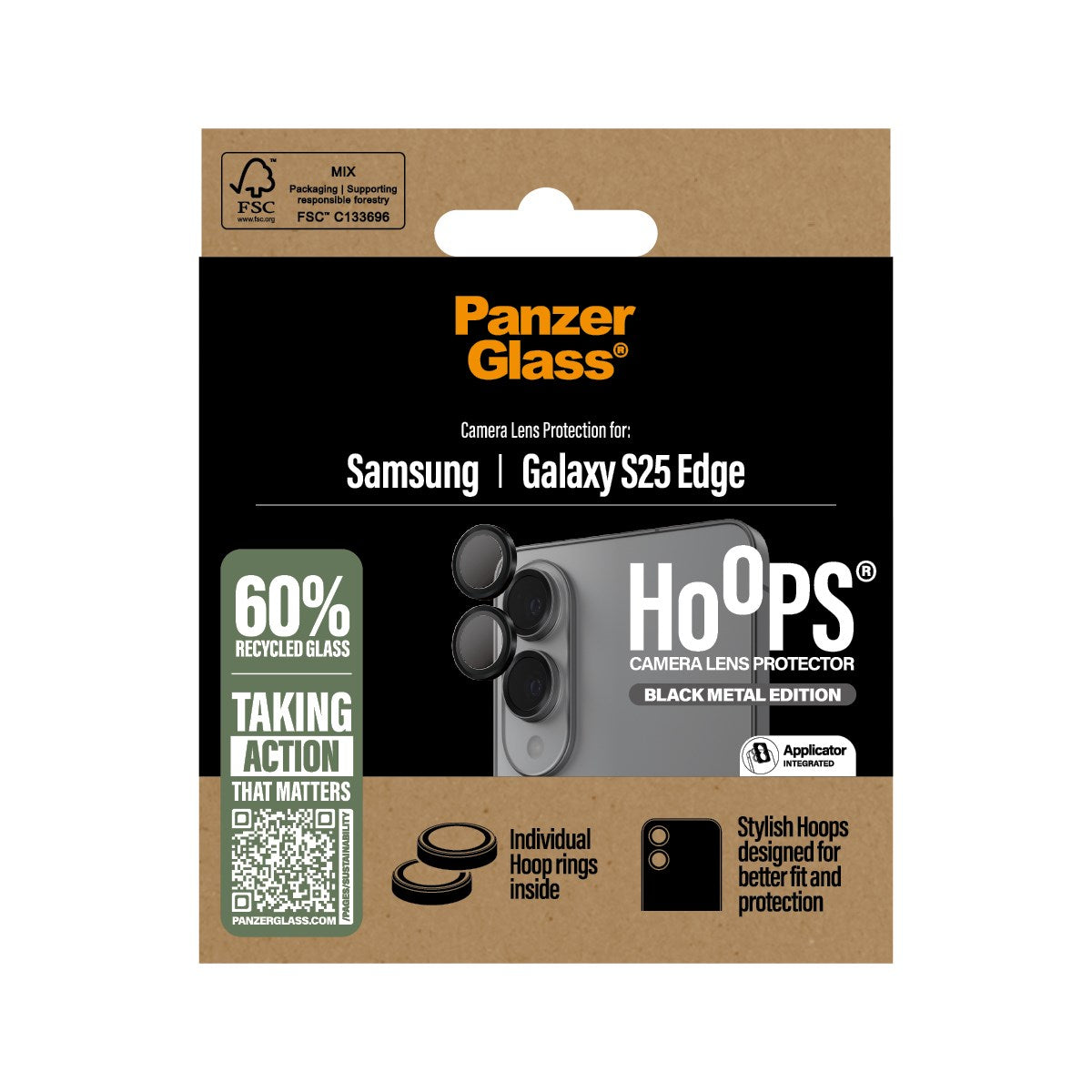 PanzerGlass® Hoops® Black Camera Lens Protector Samsung S25 Edge