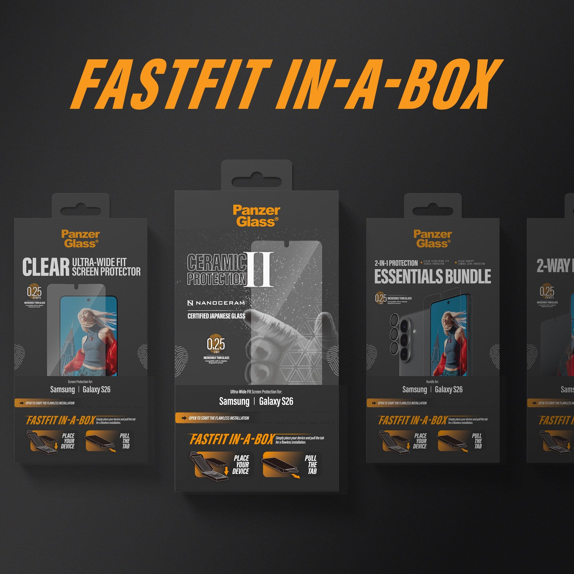 PanzerGlass® 2-Way Privacy Screen Protector Samsung Galaxy S26 | Ultra-Wide Fit w. FASTFIT IN-A-BOX