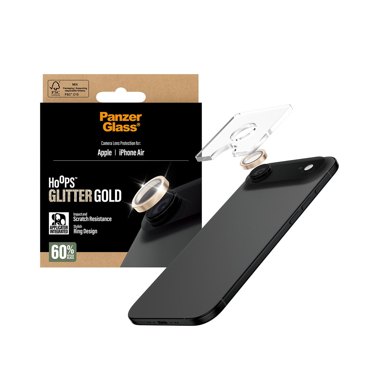PanzerGlass® Hoops® Glitter Gold Camera Lens Protector iPhone Air