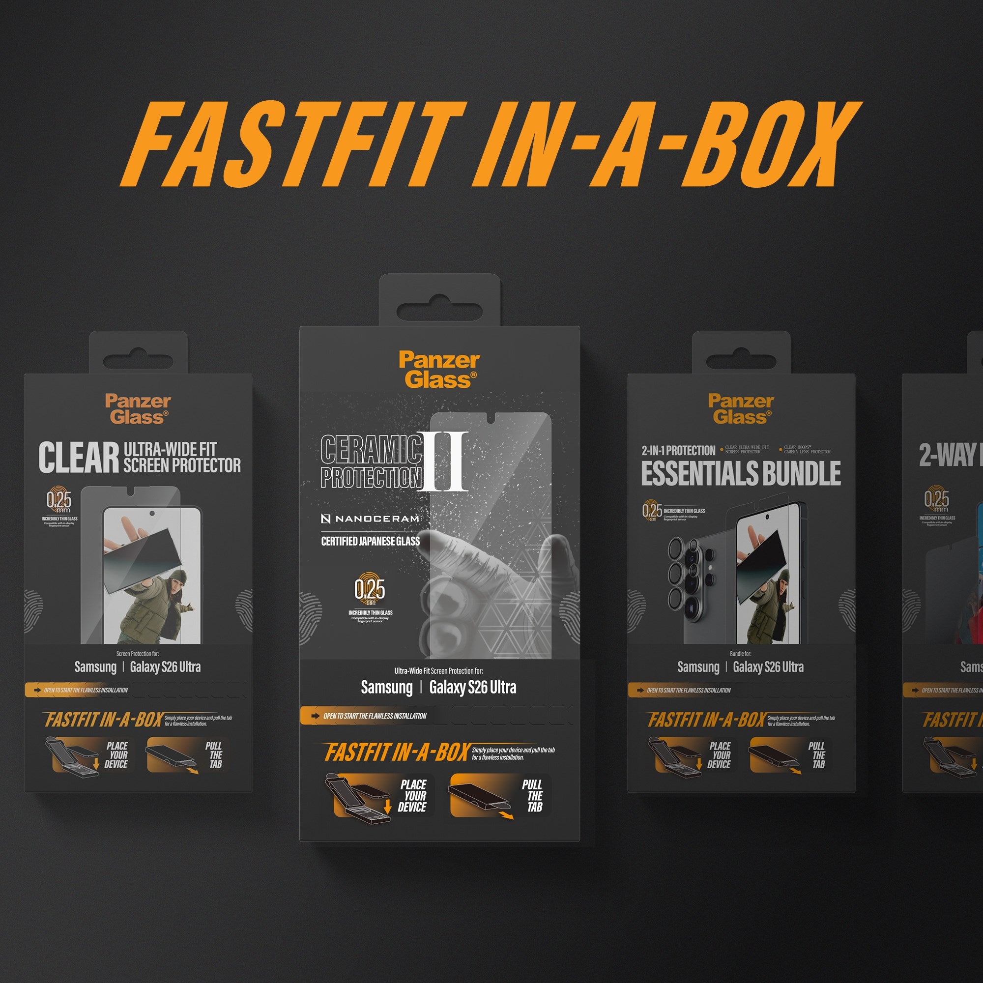 PanzerGlass® 2-Way Privacy Screen Protector Samsung Galaxy S26 Ultra | Ultra-Wide Fit w. FASTFIT IN-A-BOX