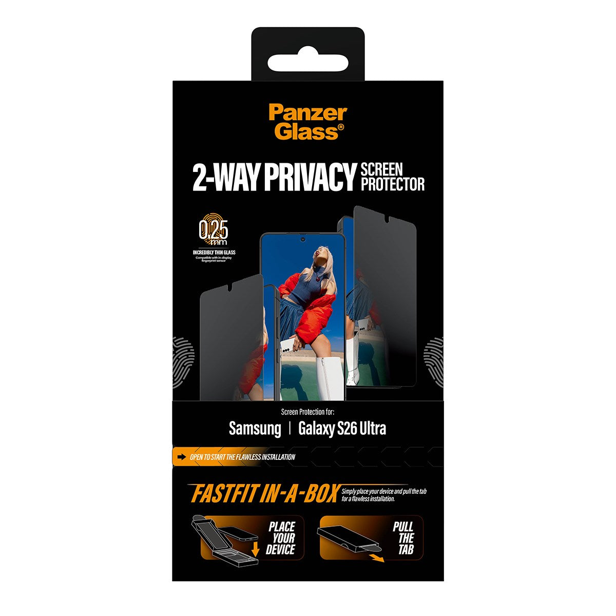 PanzerGlass® 2-Way Privacy Screen Protector Samsung Galaxy S26 Ultra | Ultra-Wide Fit w. FASTFIT IN-A-BOX