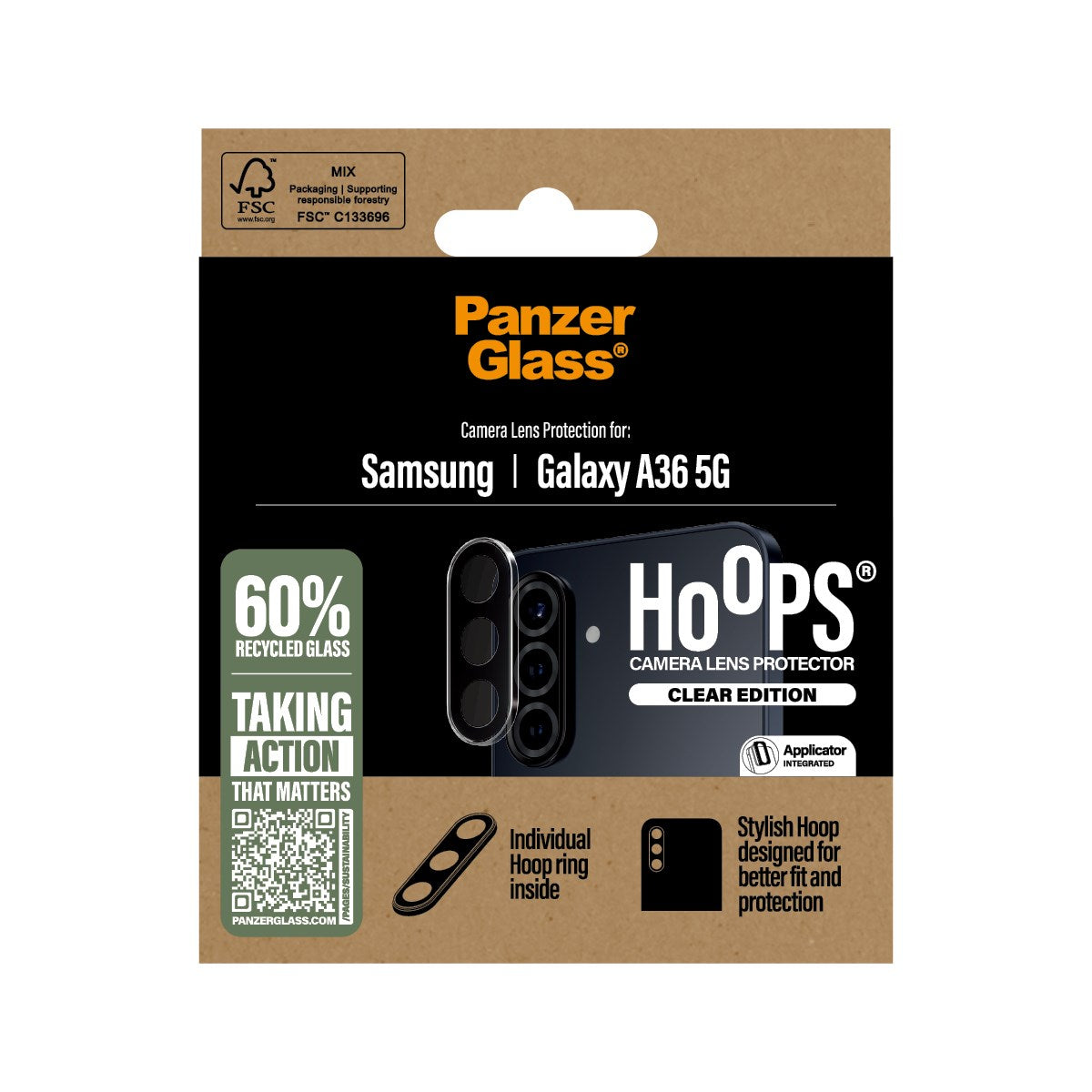 PanzerGlass® Hoops® Transparent Camera Lens Protector Samsung Galaxy A36 5G