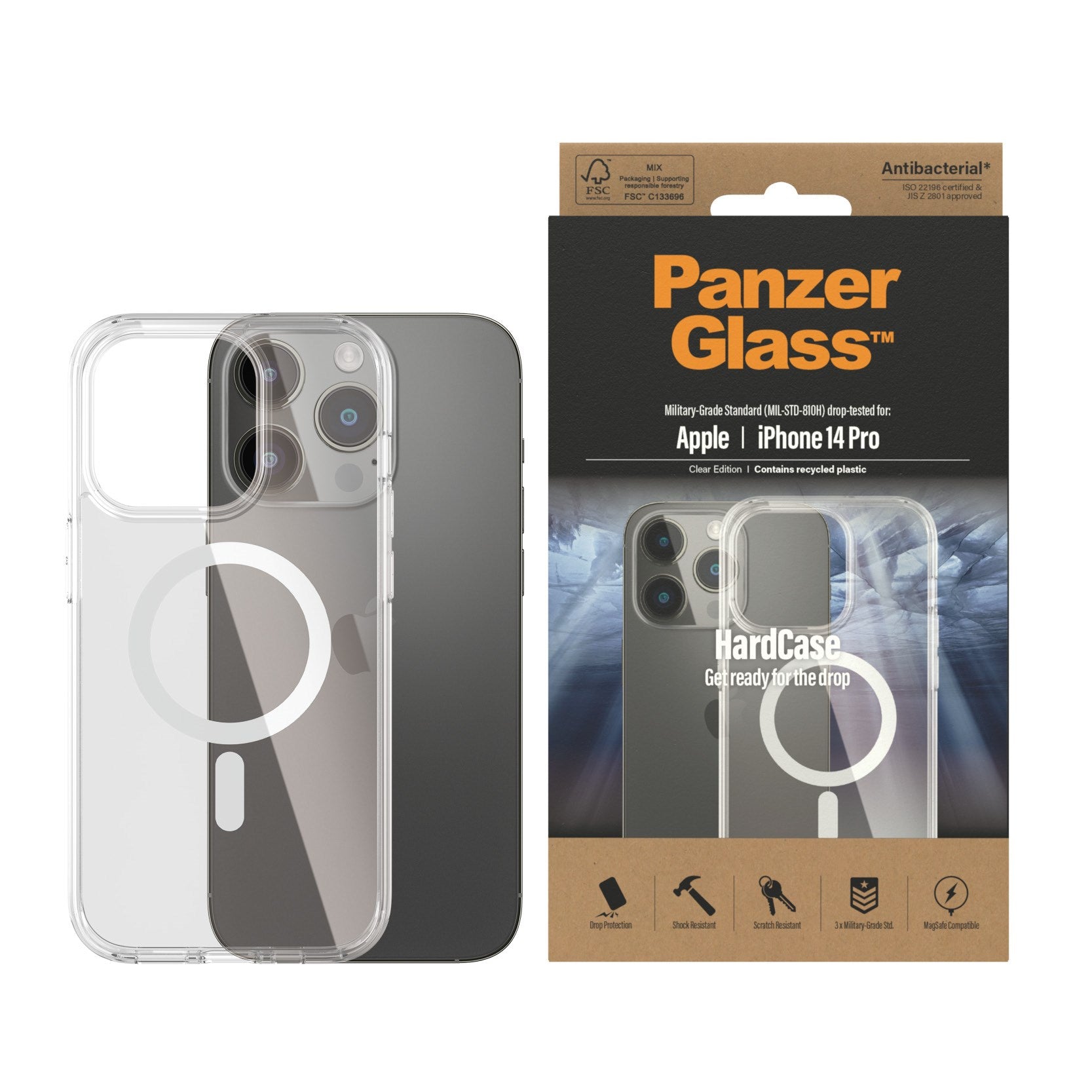 PanzerGlass® HardCase Transparent w. White MagSafe iPhone 14 Pro