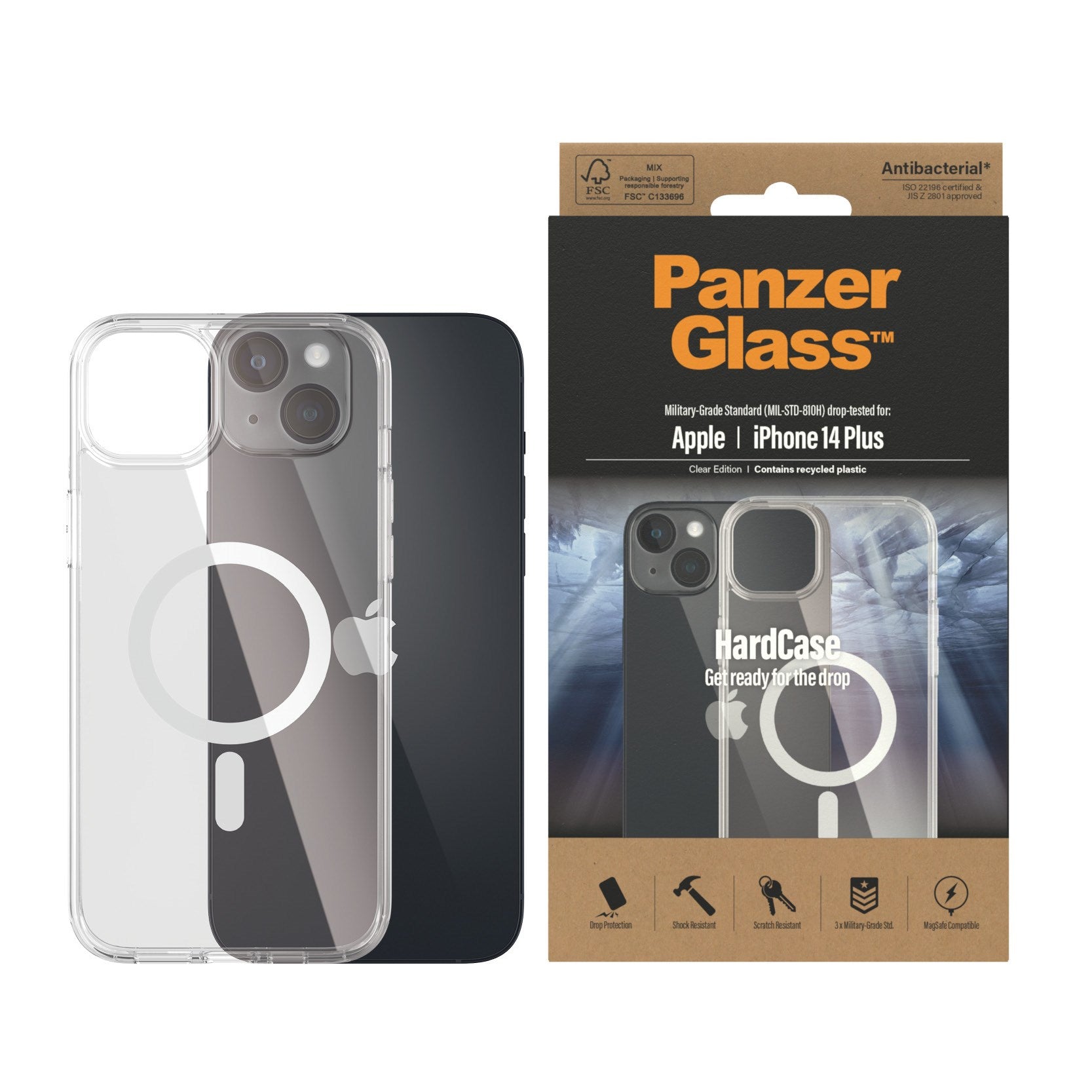 PanzerGlass® HardCase Transparent w. White MagSafe iPhone 14 Plus