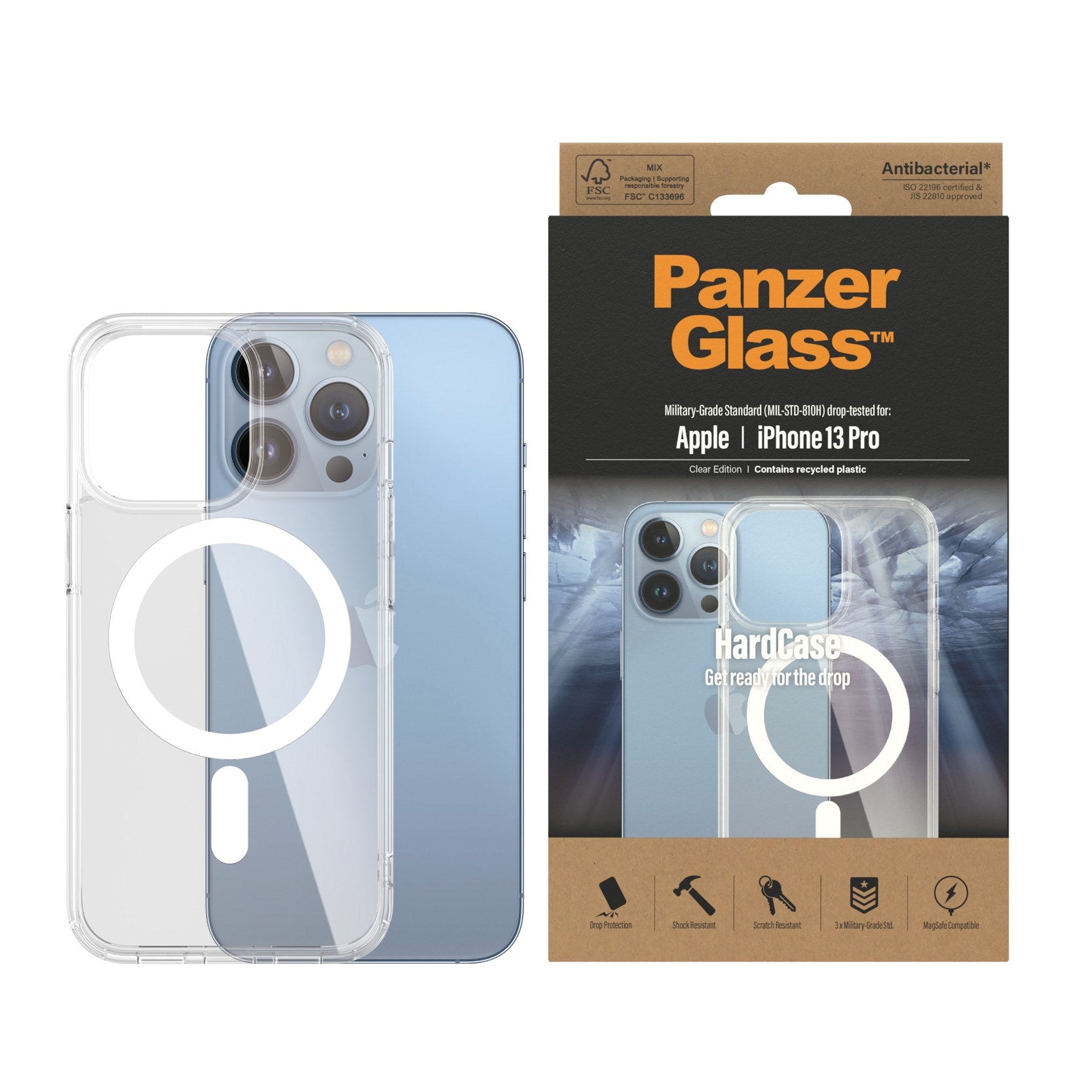 PanzerGlass® HardCase Transparent w. White MagSafe iPhone 13 Pro