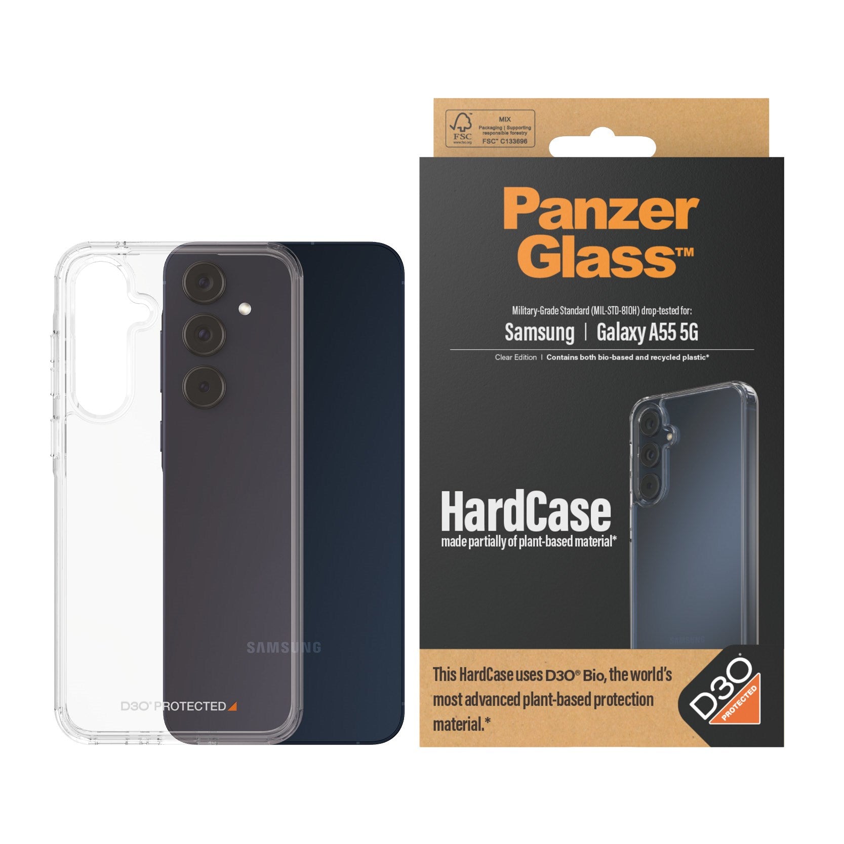 PanzerGlass® HardCase Transparent w. D3O® Samsung Galaxy A55 5G