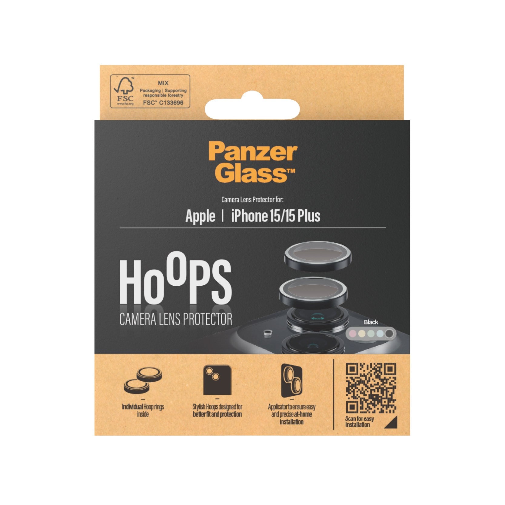 PanzerGlass® Hoops® Black Camera Lens Protector iPhone 15 | 15 Plus