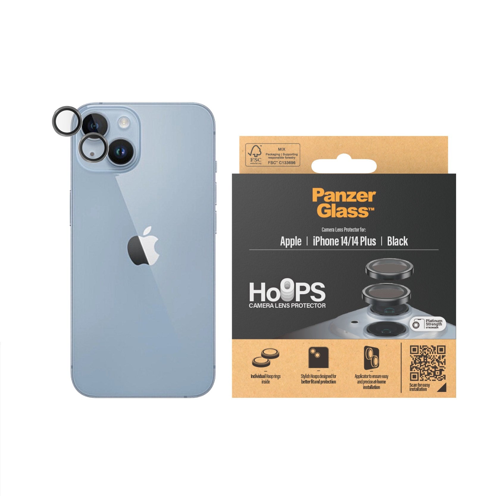 PanzerGlass® Hoops® Black Camera Lens Protector iPhone 14 | 14 Plus