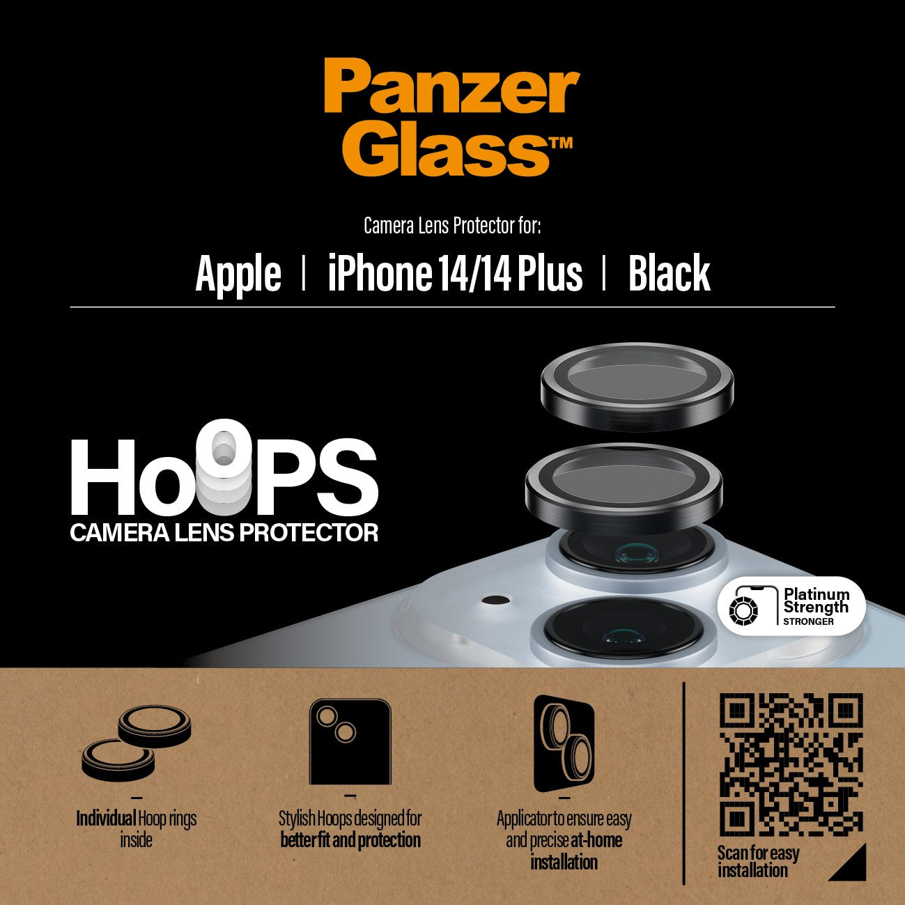 PanzerGlass® Hoops® Black Camera Lens Protector iPhone 14 | 14 Plus