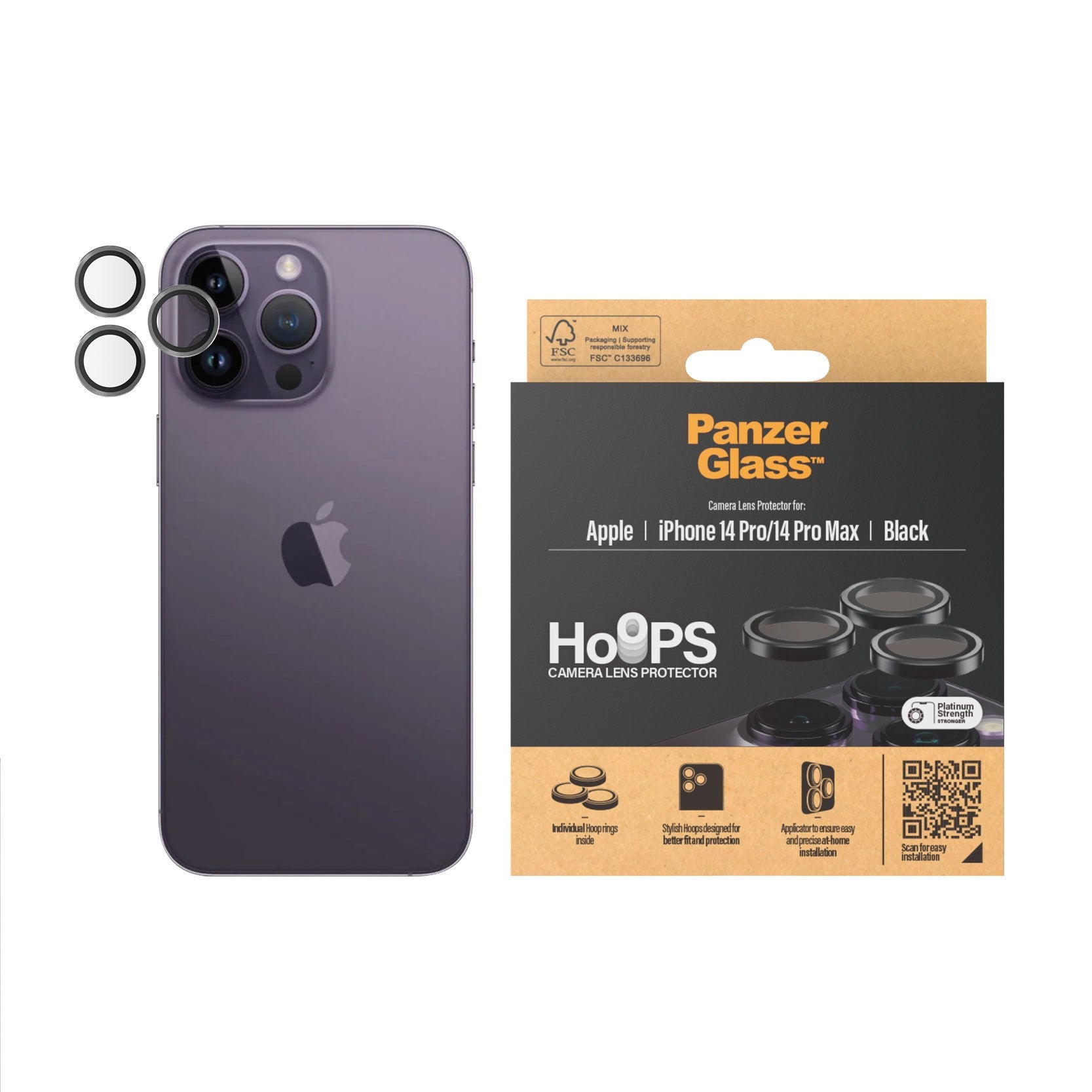 PanzerGlass® Hoops® Black Camera Lens Protector iPhone 14 Pro | 14 Pro Max