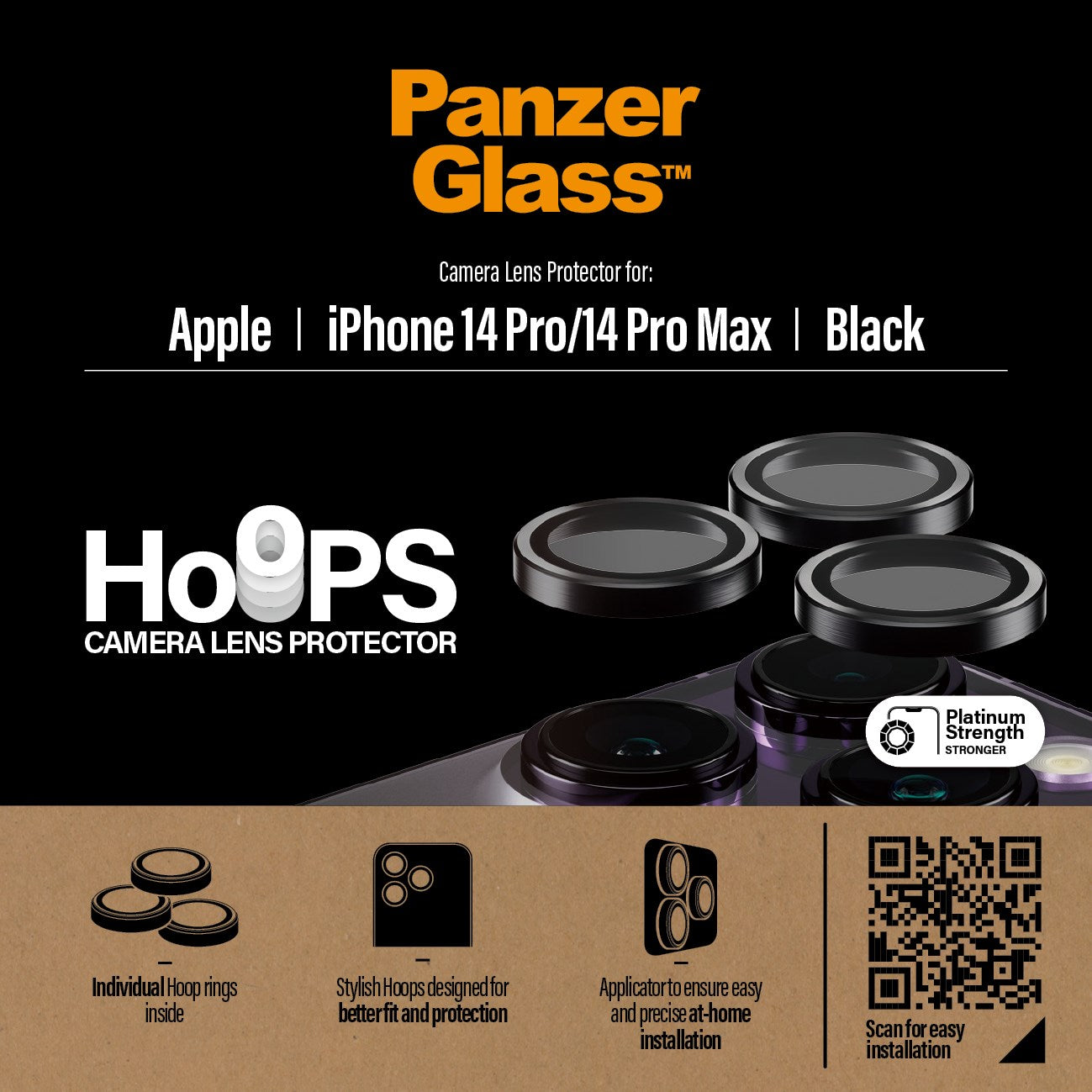PanzerGlass® Hoops® Black Camera Lens Protector iPhone 14 Pro | 14 Pro Max