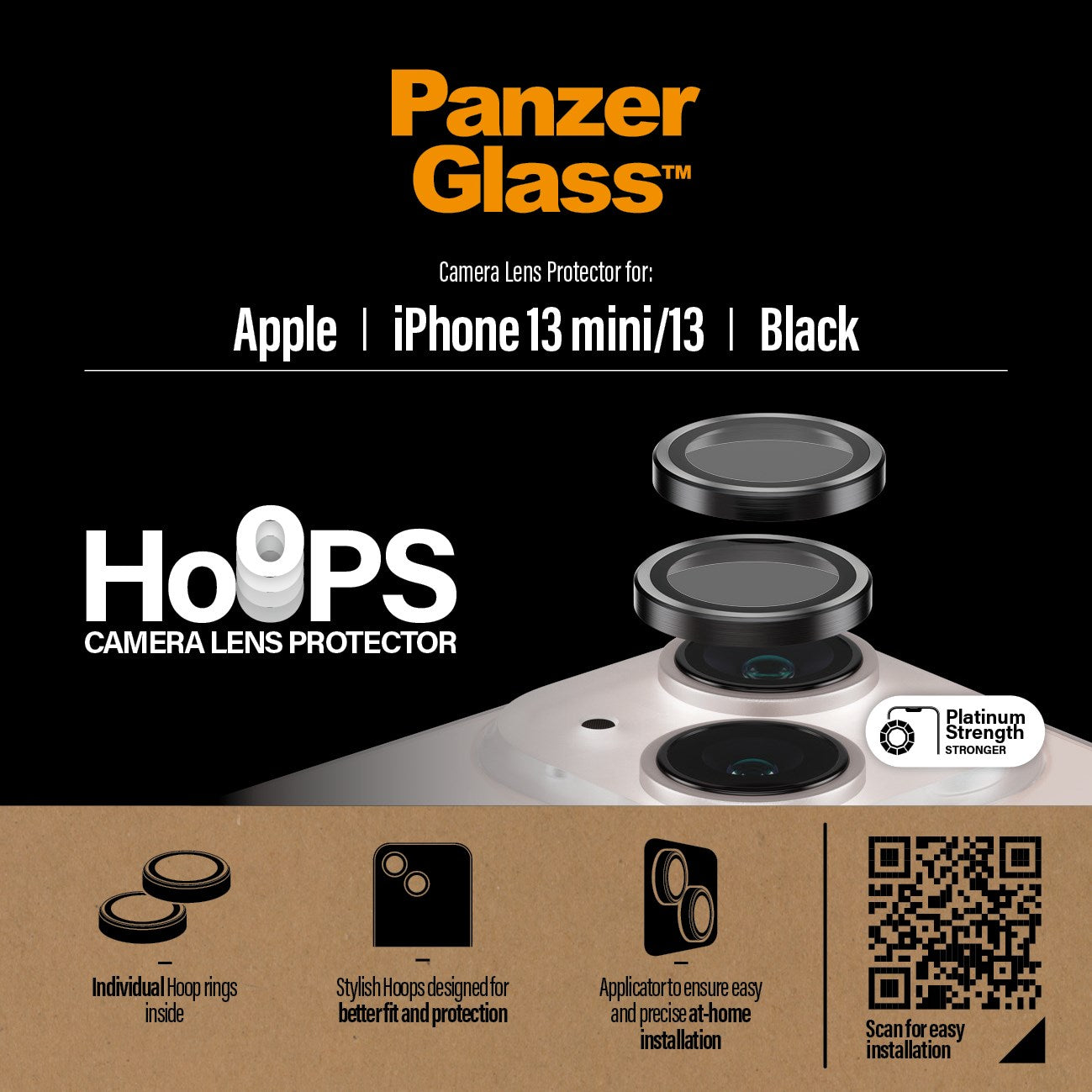 PanzerGlass® Hoops® Black Camera Lens Protector iPhone 13 mini | 13