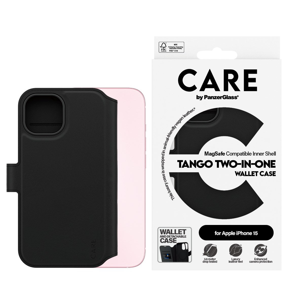 CARE by PanzerGlass® Feature Case Tango Two-in-One Wallet w. MagSafe iPhone 15