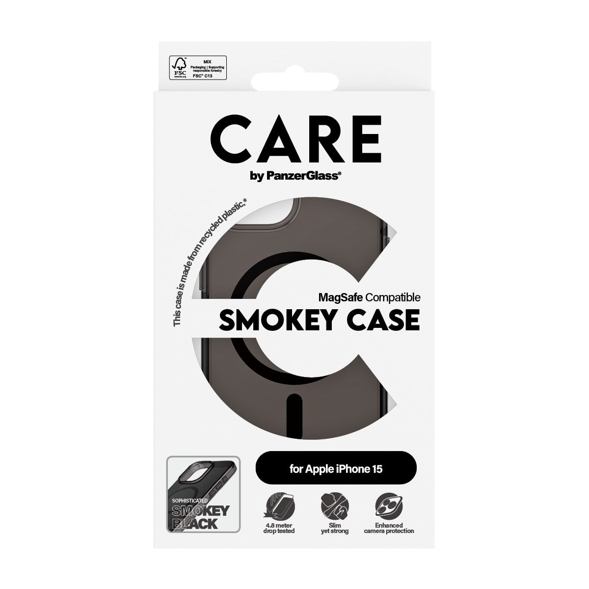 CARE by PanzerGlass® Flagship Case Urban Combat Smokey w. Black MagSafe iPhone 15