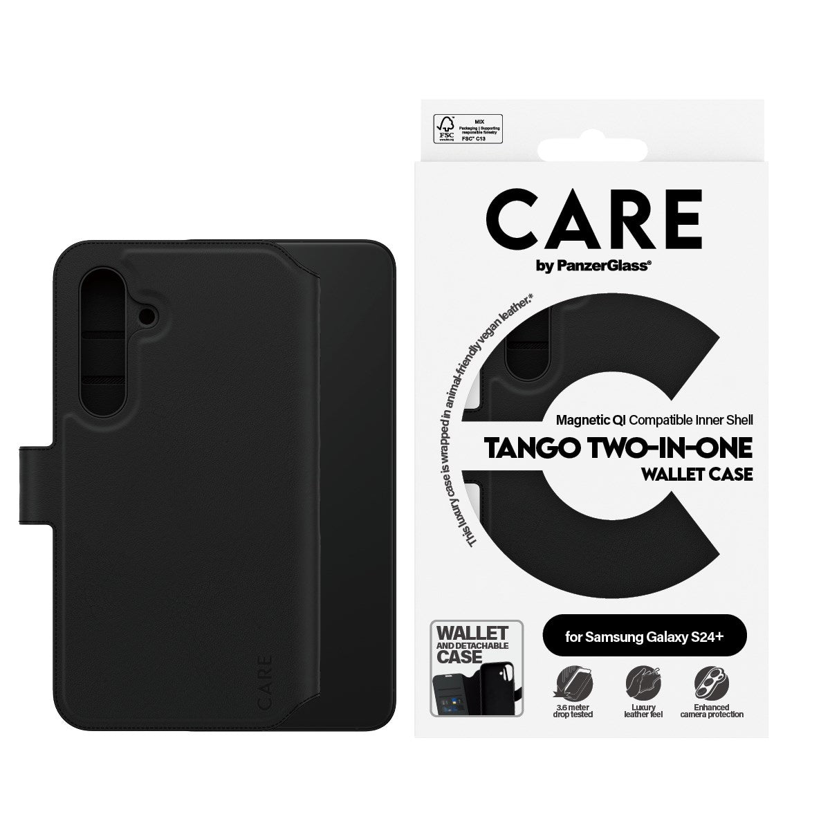 CARE by PanzerGlass® Feature Case Tango Two-in-One Wallet w. Qi Compatible Samsung Galaxy S24+