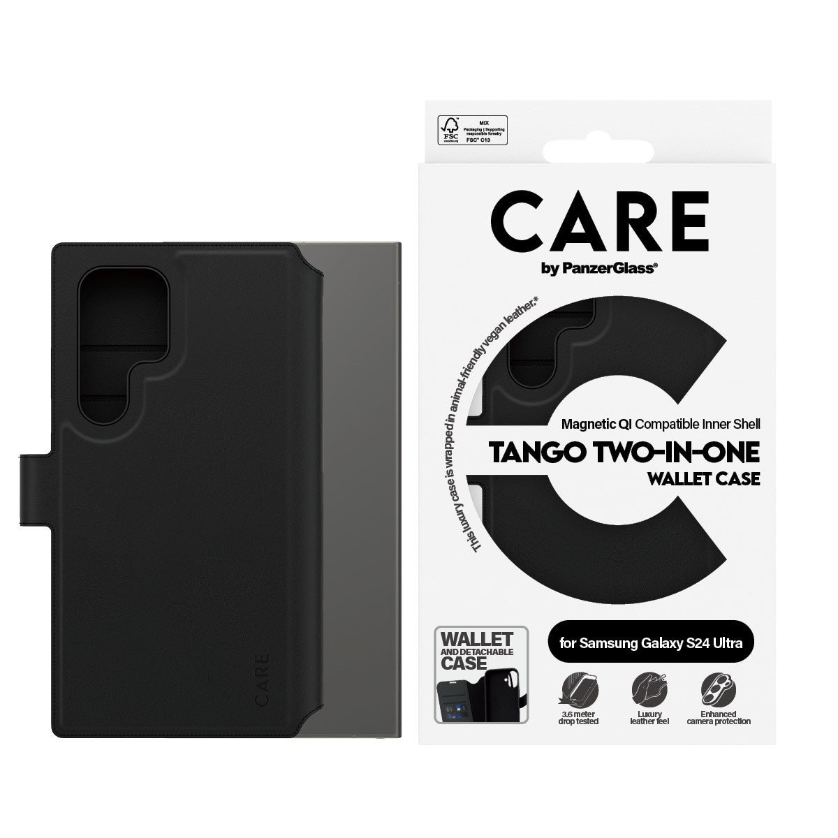 CARE by PanzerGlass® Feature Case Tango Two-in-One Wallet w. Qi Compatible Samsung Galaxy S24 Ultra