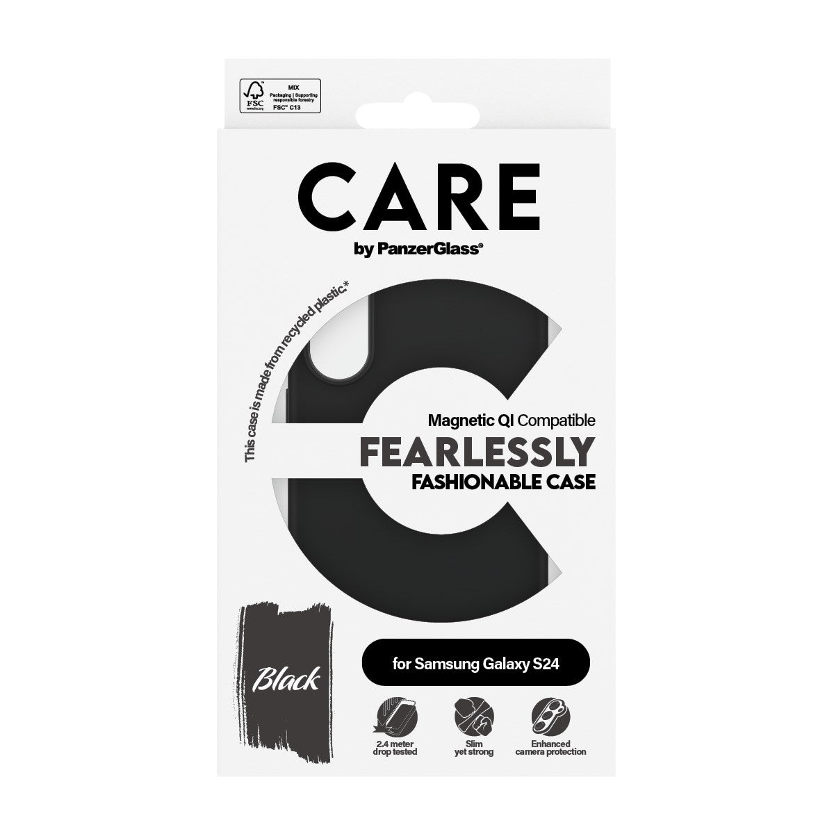 CARE by PanzerGlass® Fashionable Case Black w. Qi Compatible Samsung Galaxy S24