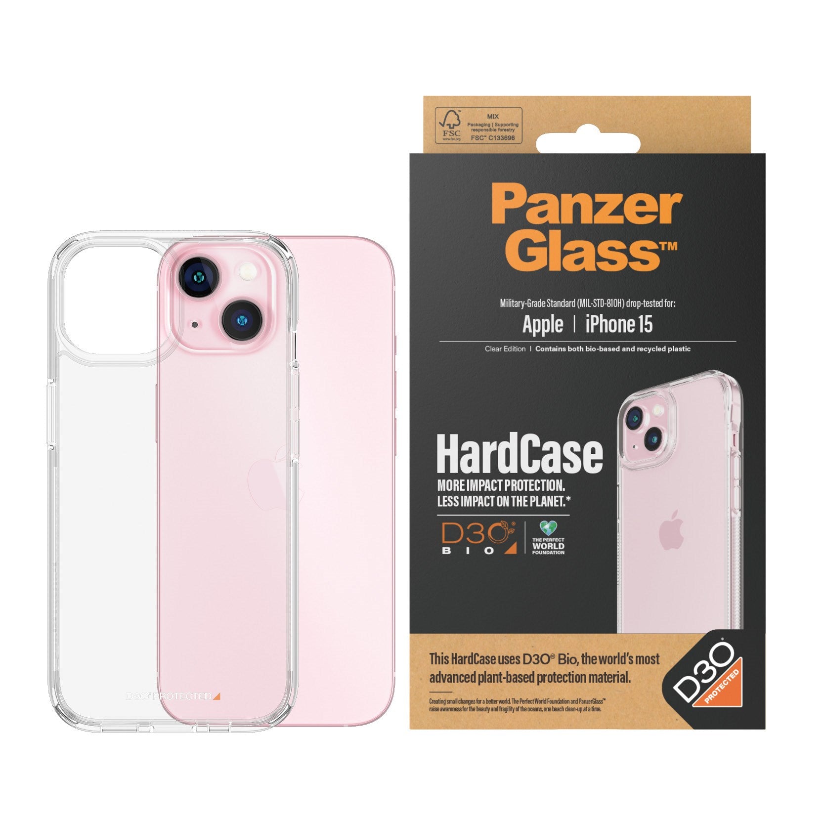 PanzerGlass® HardCase Transparent w. D3O® iPhone 15