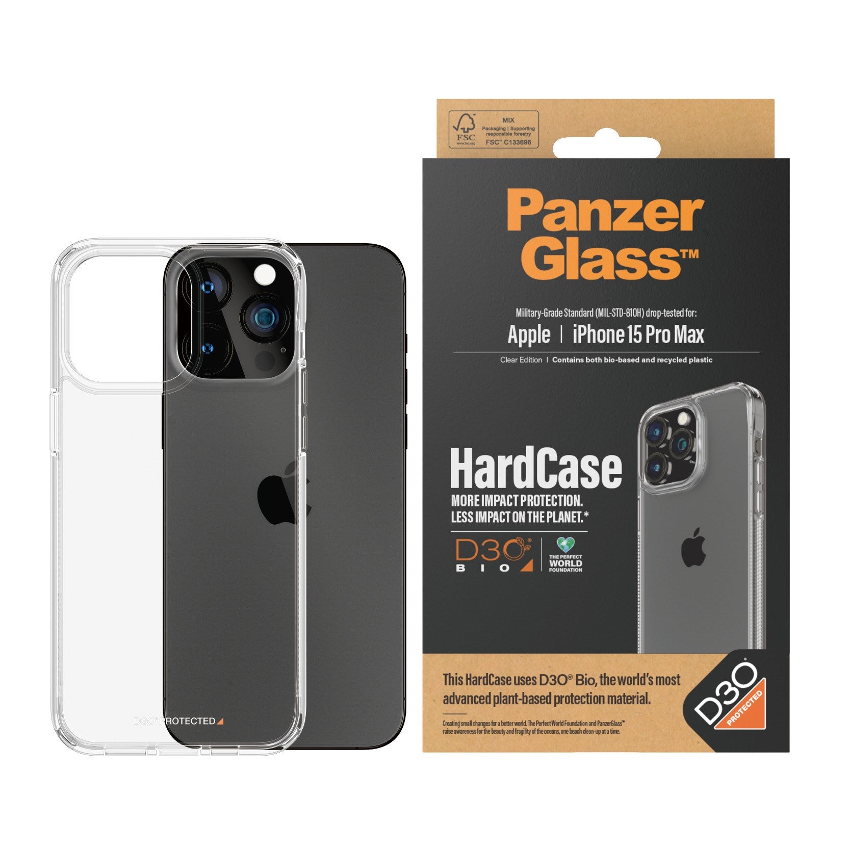PanzerGlass® HardCase Transparent w. D3O® iPhone 15 Pro Max