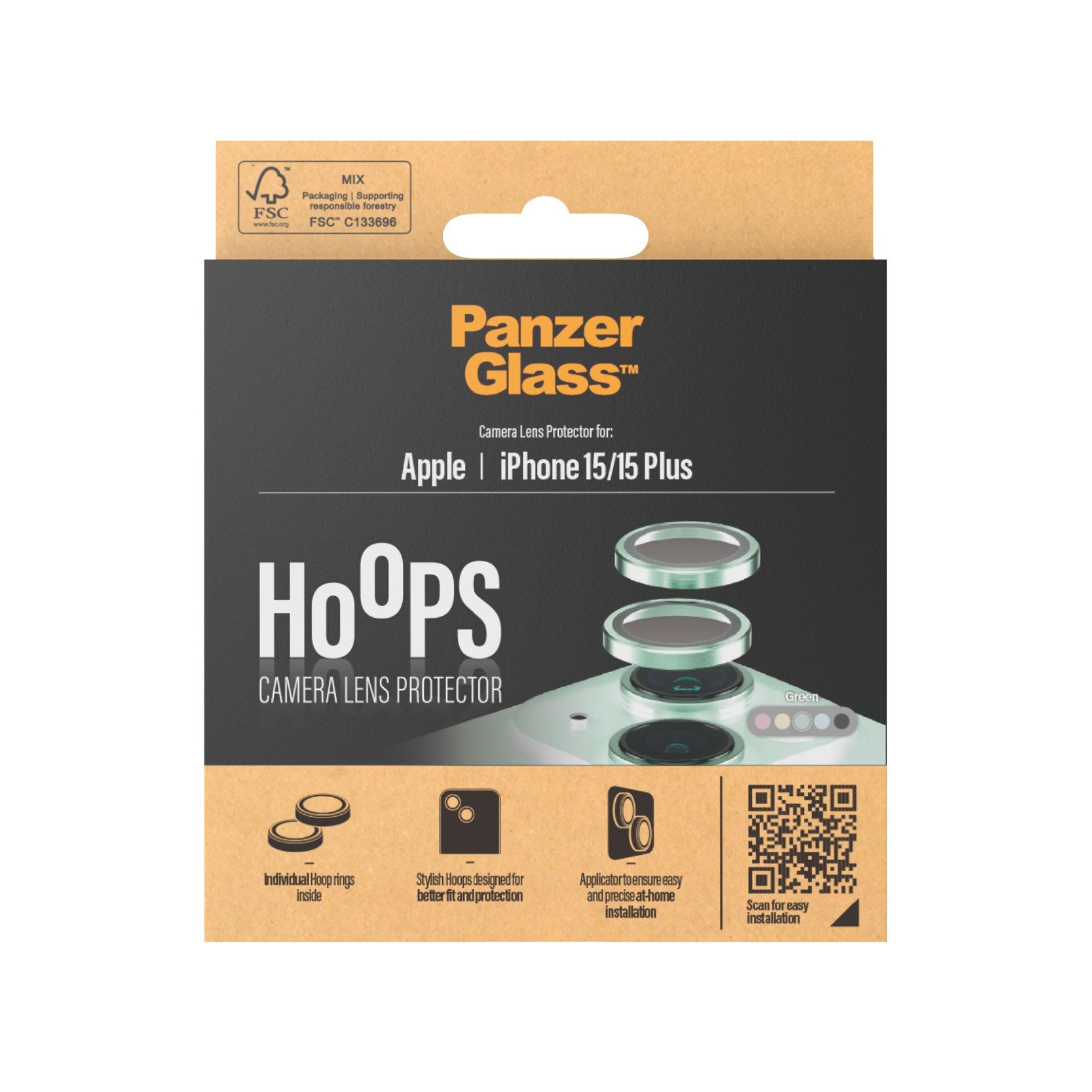 PanzerGlass® Hoops® Green Camera Lens Protector iPhone 15 | 15 Plus