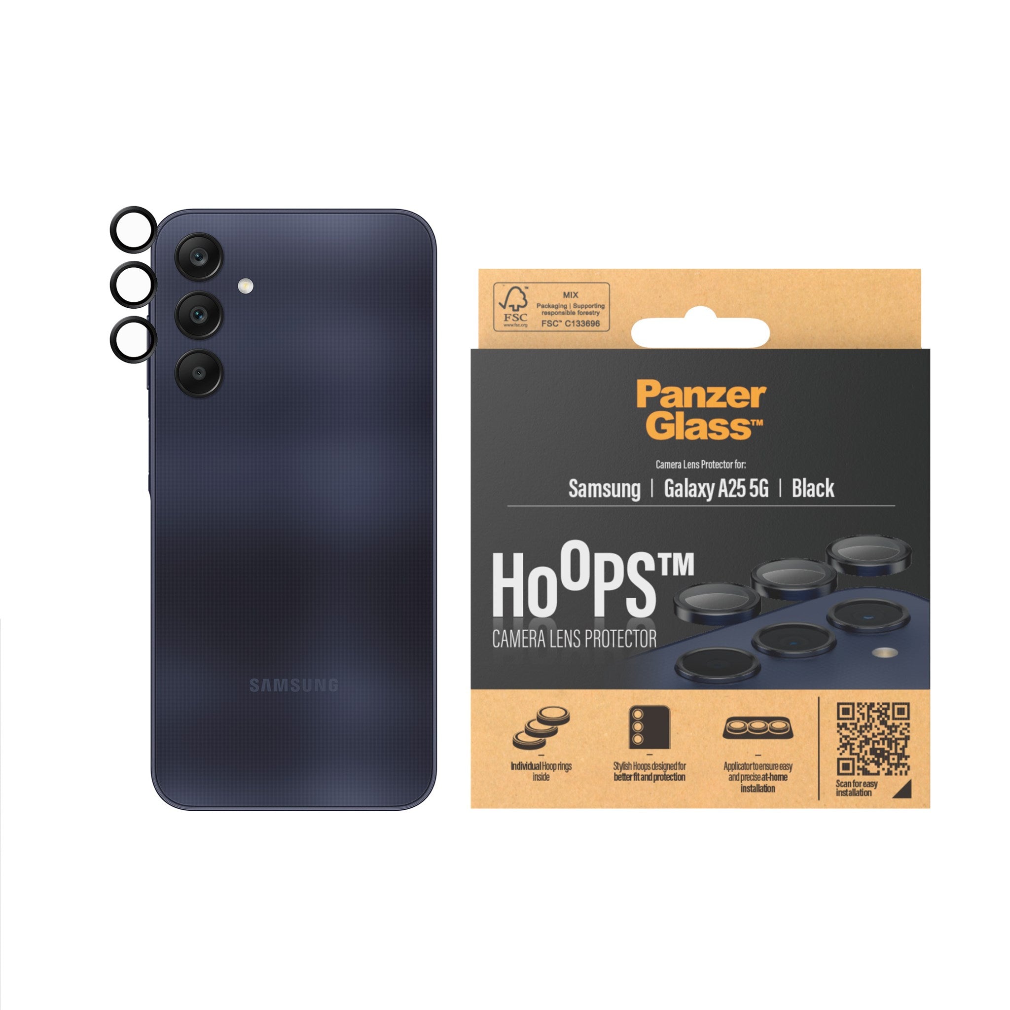 PanzerGlass® Hoops® Black Camera Lens Protector Samsung Galaxy A25 5G