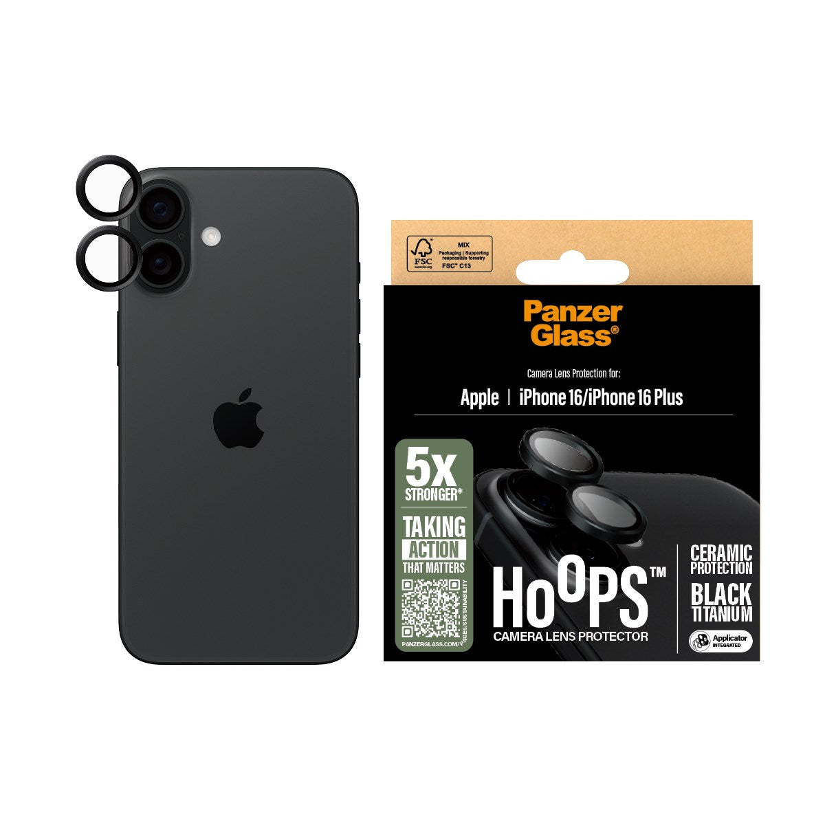 PanzerGlass® Hoops® Ceramic Camera Lens Protector iPhone 16 | 16 Plus