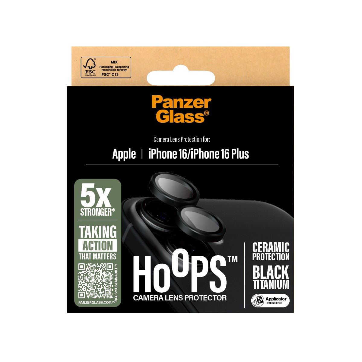 PanzerGlass® Hoops® Ceramic Camera Lens Protector iPhone 16 | 16 Plus