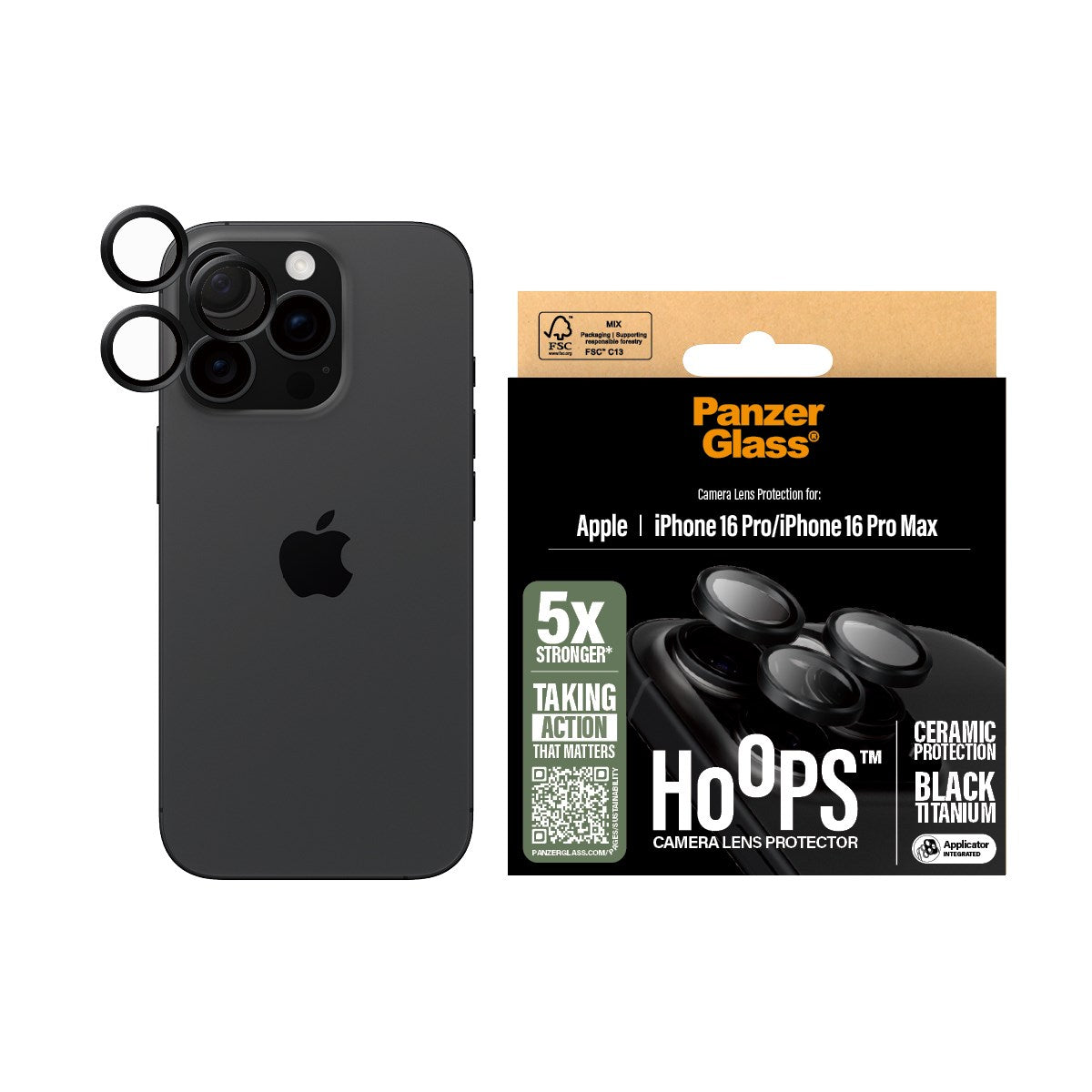 PanzerGlass® Hoops® Ceramic Camera Lens Protector iPhone 16 Pro | 16 Pro Max