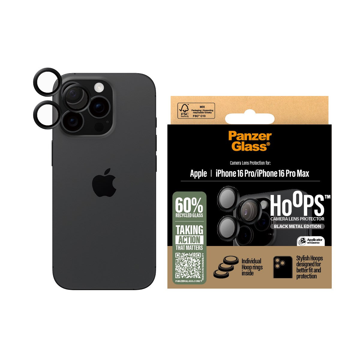 PanzerGlass® Hoops® Black Camera Lens Protector iPhone 16 Pro | 16 Pro Max