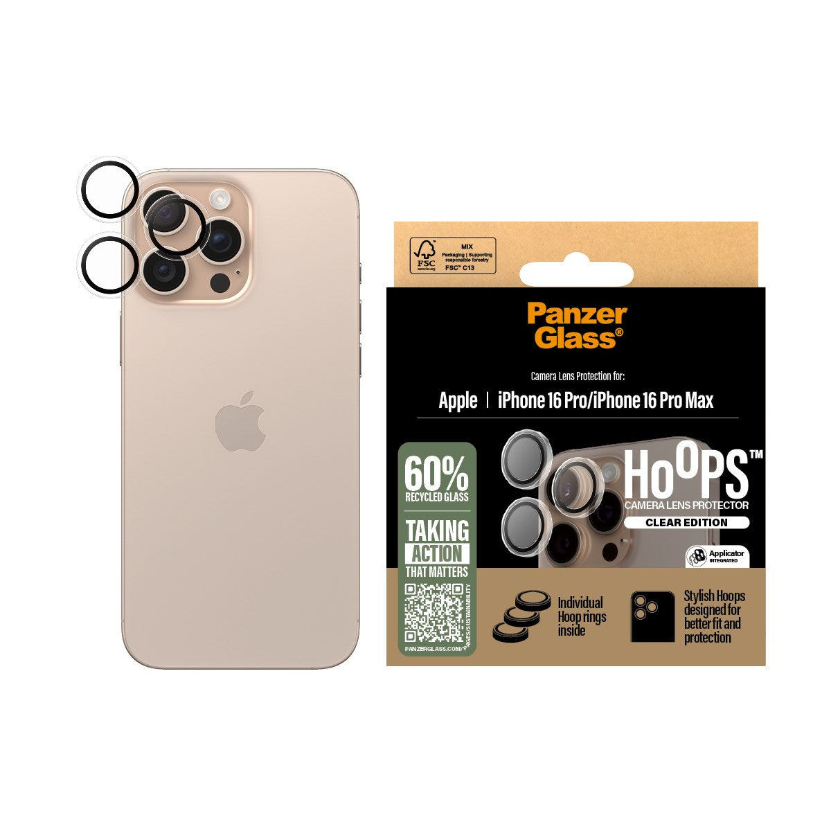 PanzerGlass® Hoops® Transparent Camera Lens Protector iPhone 16 Pro | 16 Pro Max