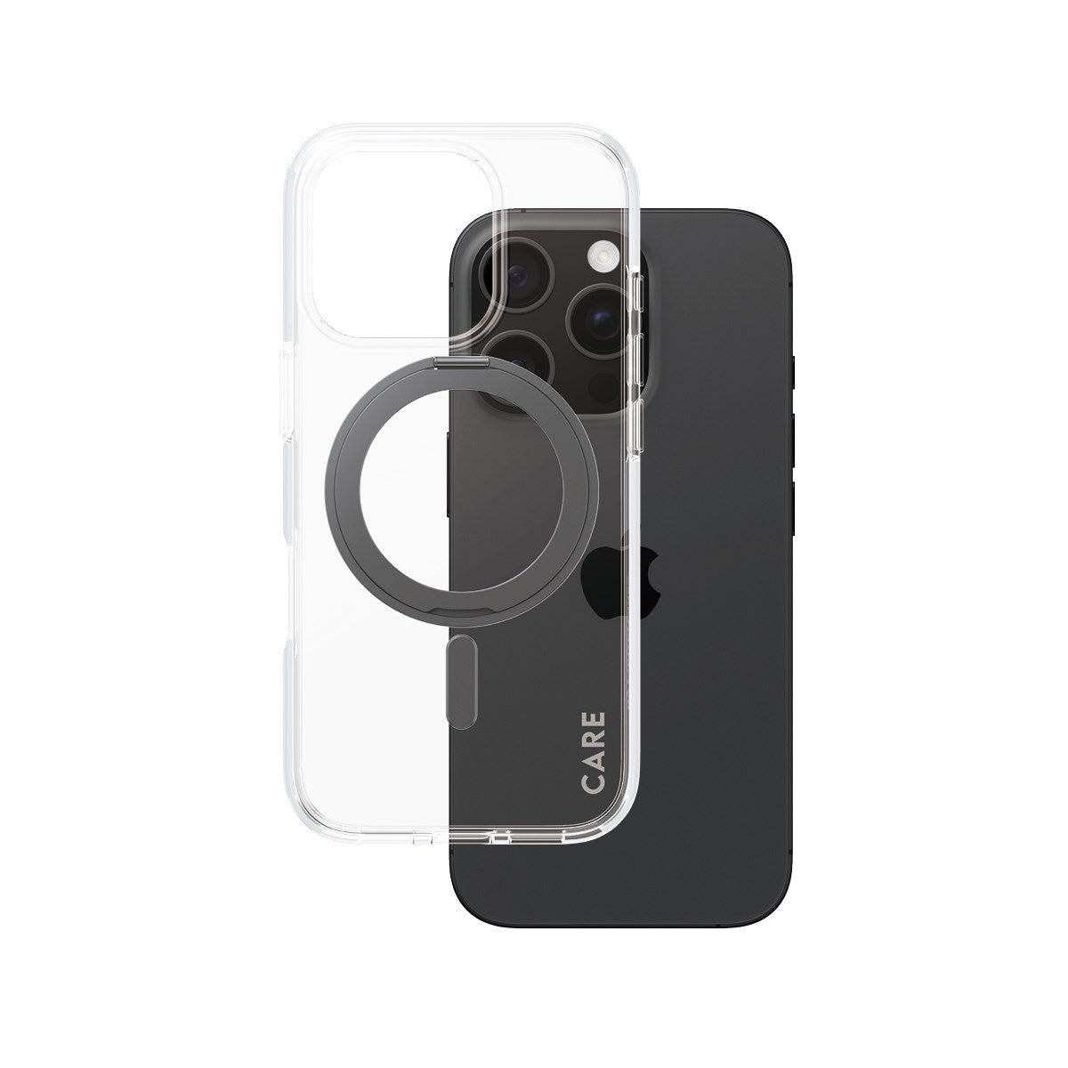 CARE by PanzerGlass® Feature Case Transparent w. Black Kickstand & MagSafe iPhone 16 Pro