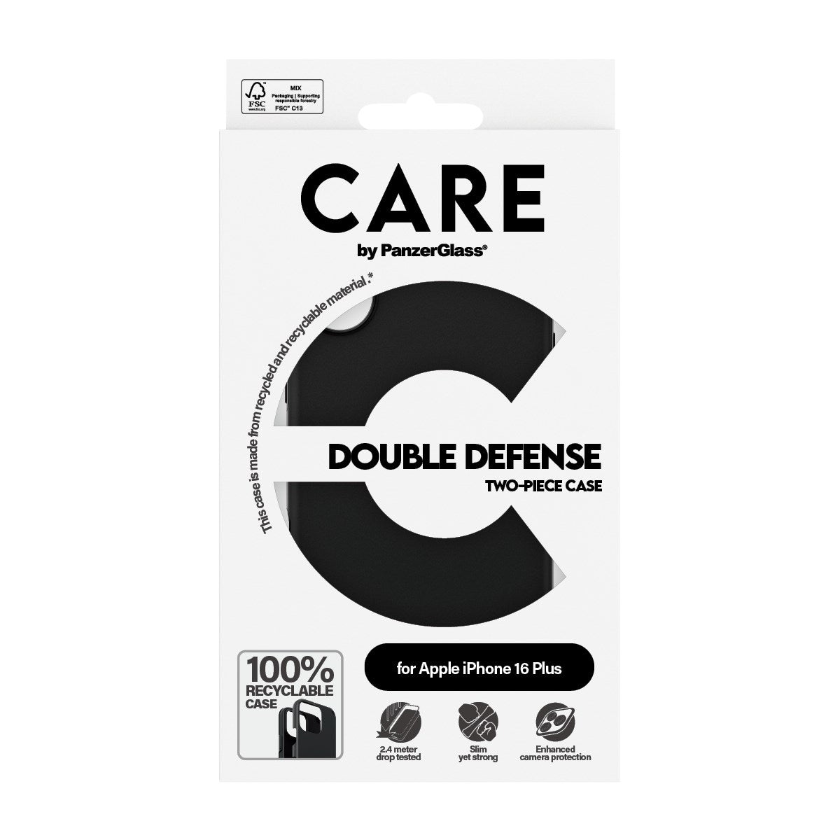 CARE by PanzerGlass® Feature Case Double Defense Black iPhone 16 Plus