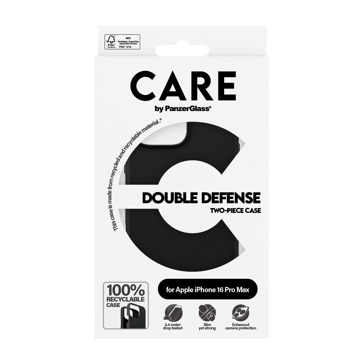 CARE by PanzerGlass® Feature Case Double Defense Black iPhone 16 Pro Max