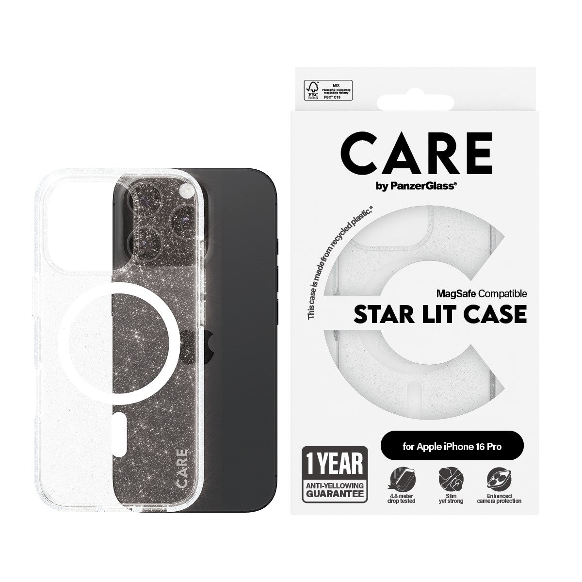 CARE by PanzerGlass® Flagship Case Urban Combat Star Lit w. White MagSafe iPhone 16 Pro