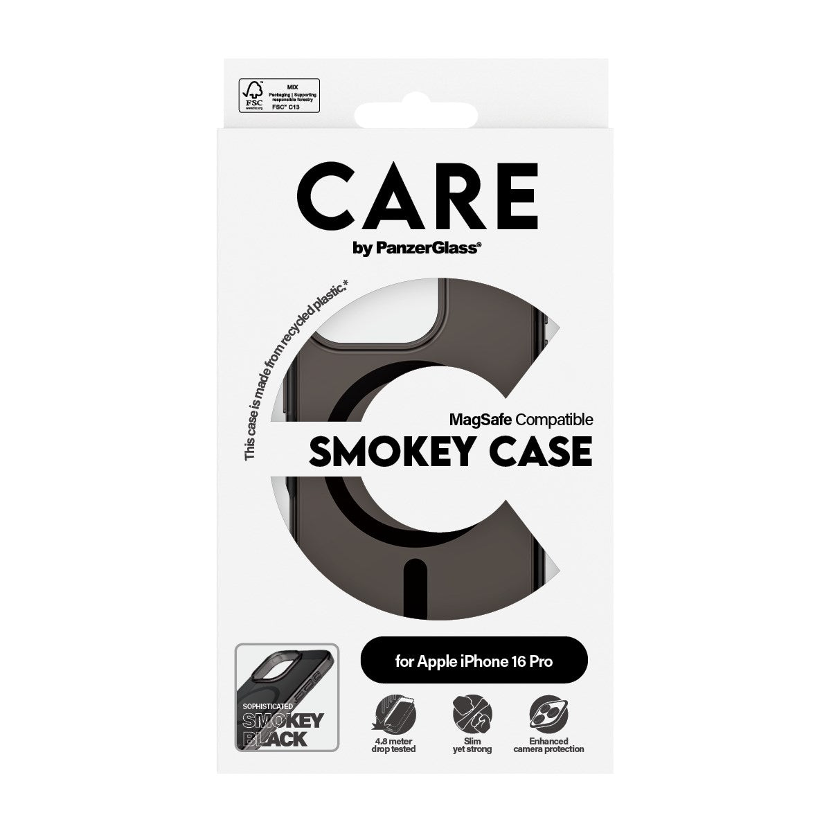CARE by PanzerGlass® Flagship Case Smokey Urban Combat w. Black MagSafe iPhone 16 Pro