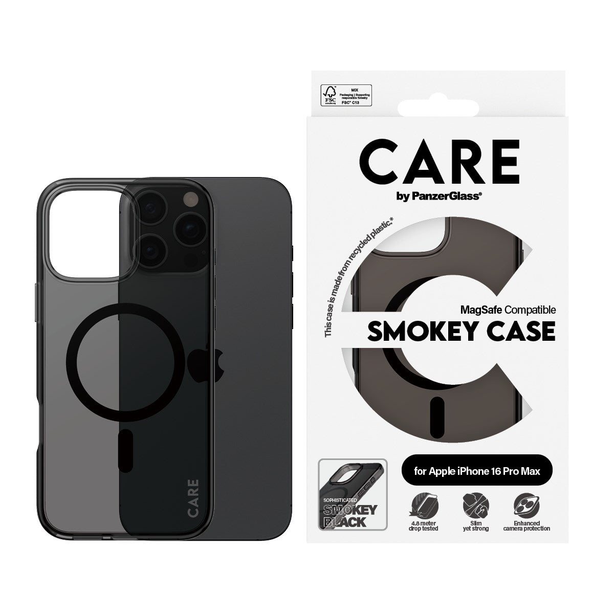 CARE by PanzerGlass® Flagship Case Smokey Urban Combat w. Black MagSafe iPhone 16 Pro Max