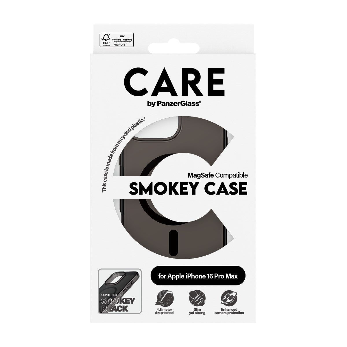 CARE by PanzerGlass® Flagship Case Smokey Urban Combat w. Black MagSafe iPhone 16 Pro Max